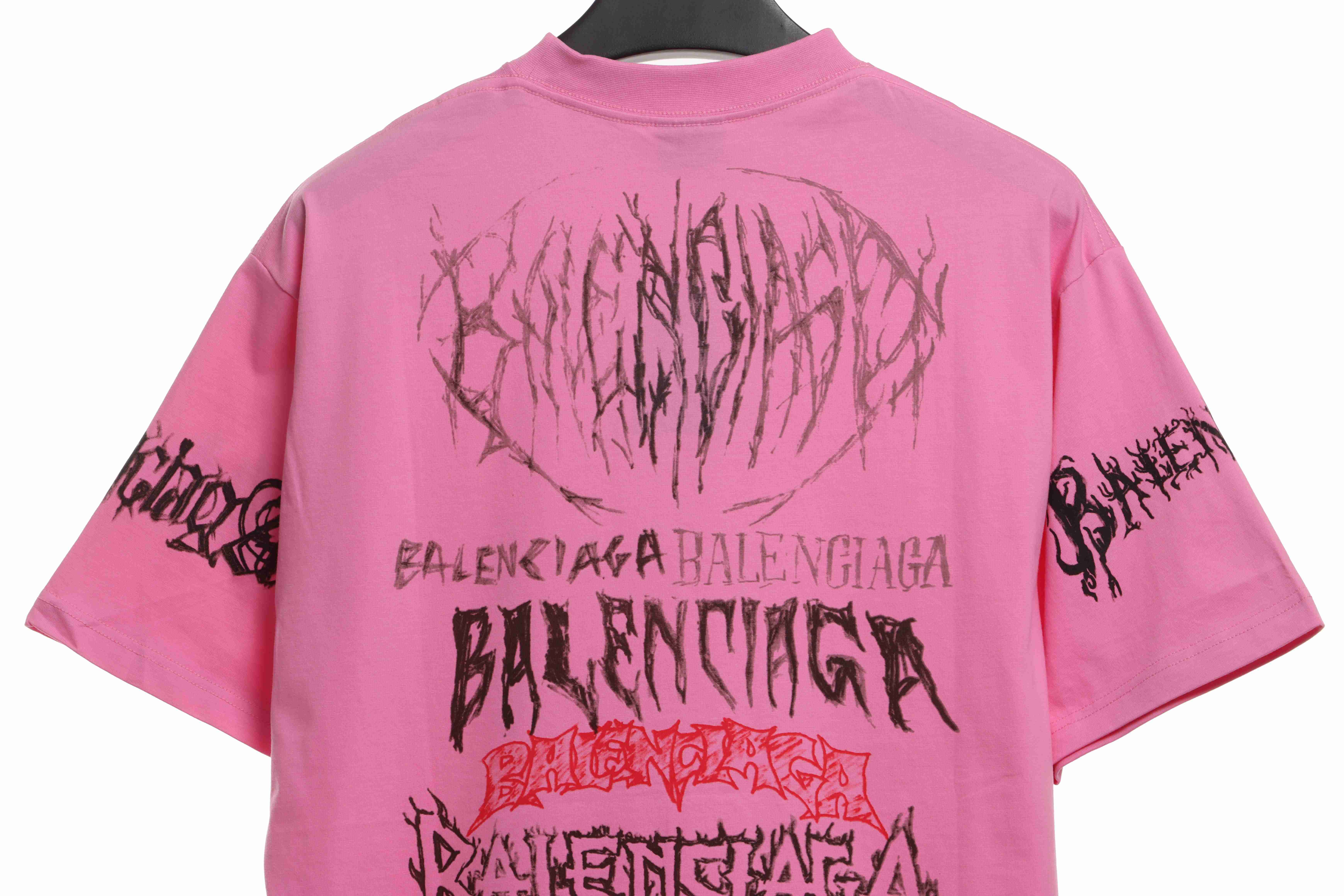 Balenciaga Dragon Year Limited Edition Graffiti Letters Short Sleeve Pink