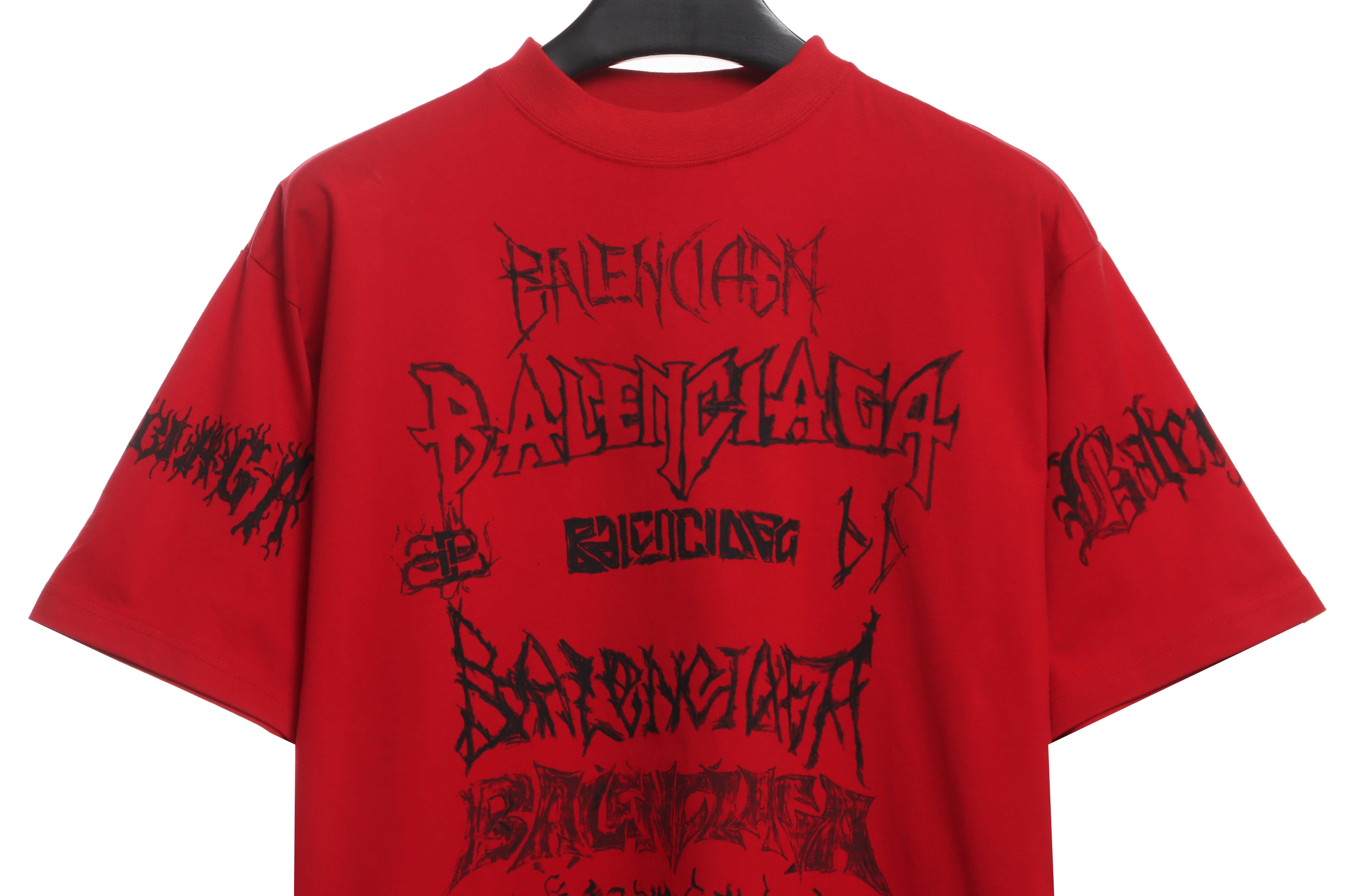 Balenciaga Dragon Year Limited Edition Graffiti Letters Short Sleeve Red