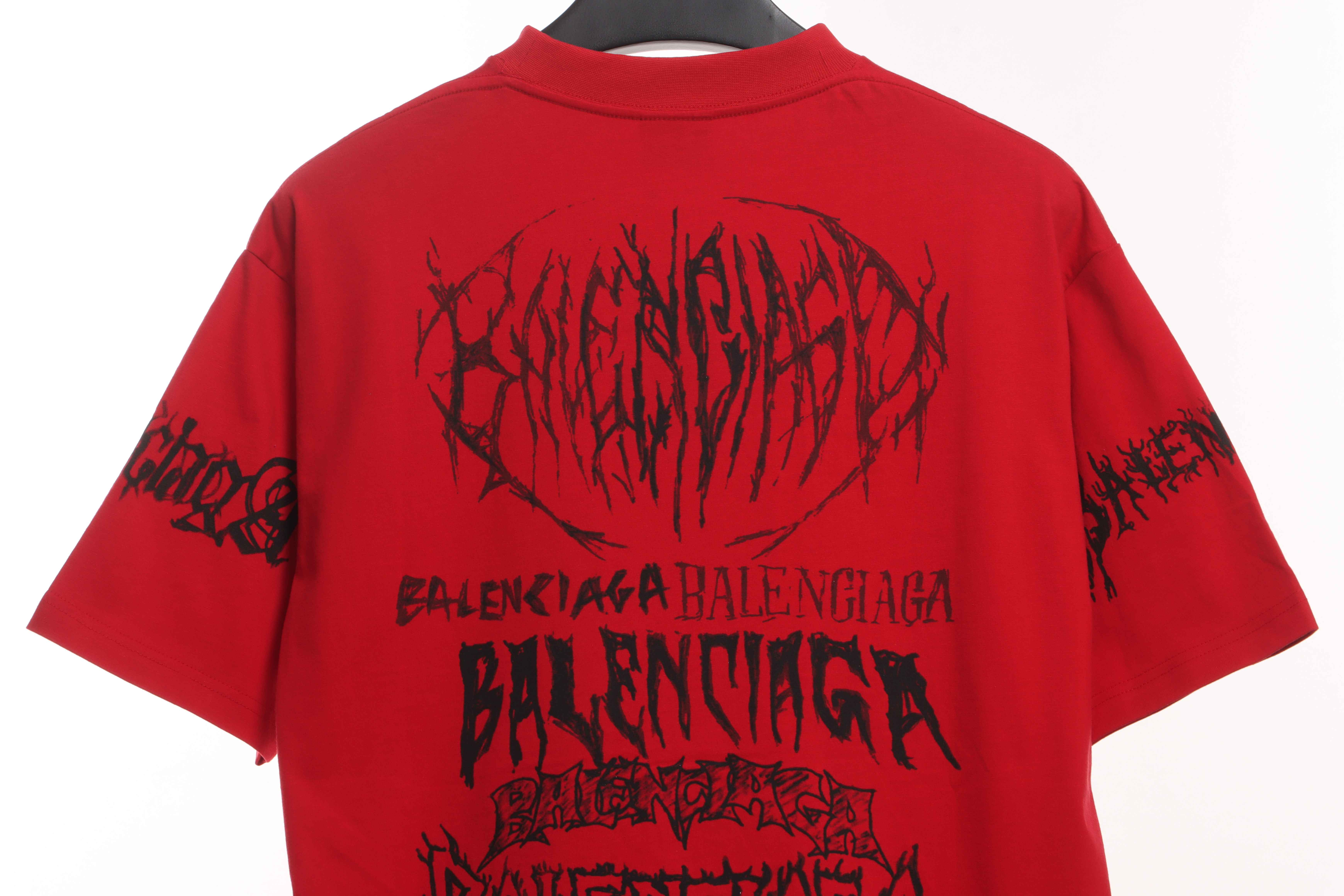 Balenciaga Dragon Year Limited Edition Graffiti Letters Short Sleeve Red