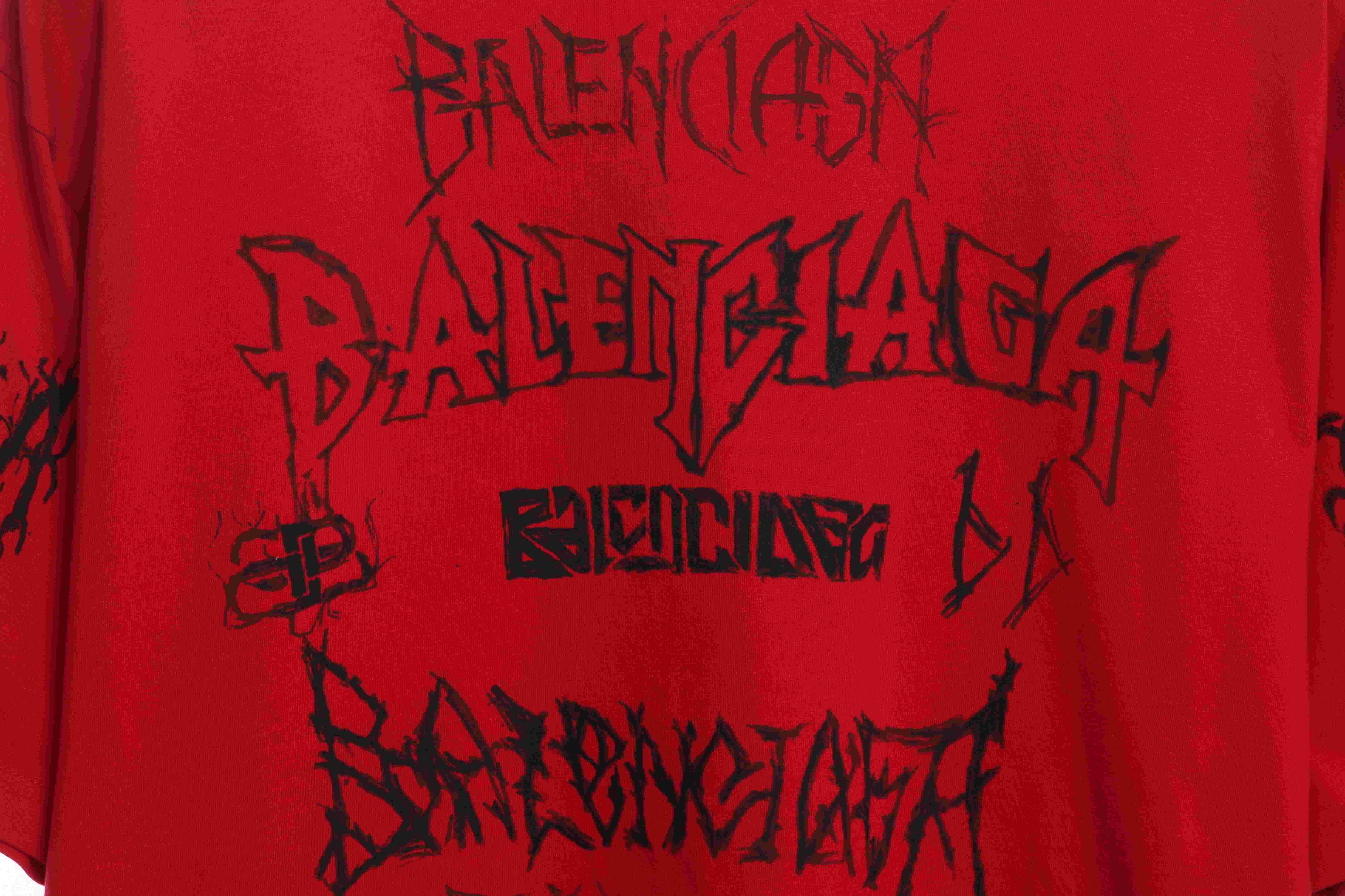 Balenciaga Dragon Year Limited Edition Graffiti Letters Short Sleeve Red