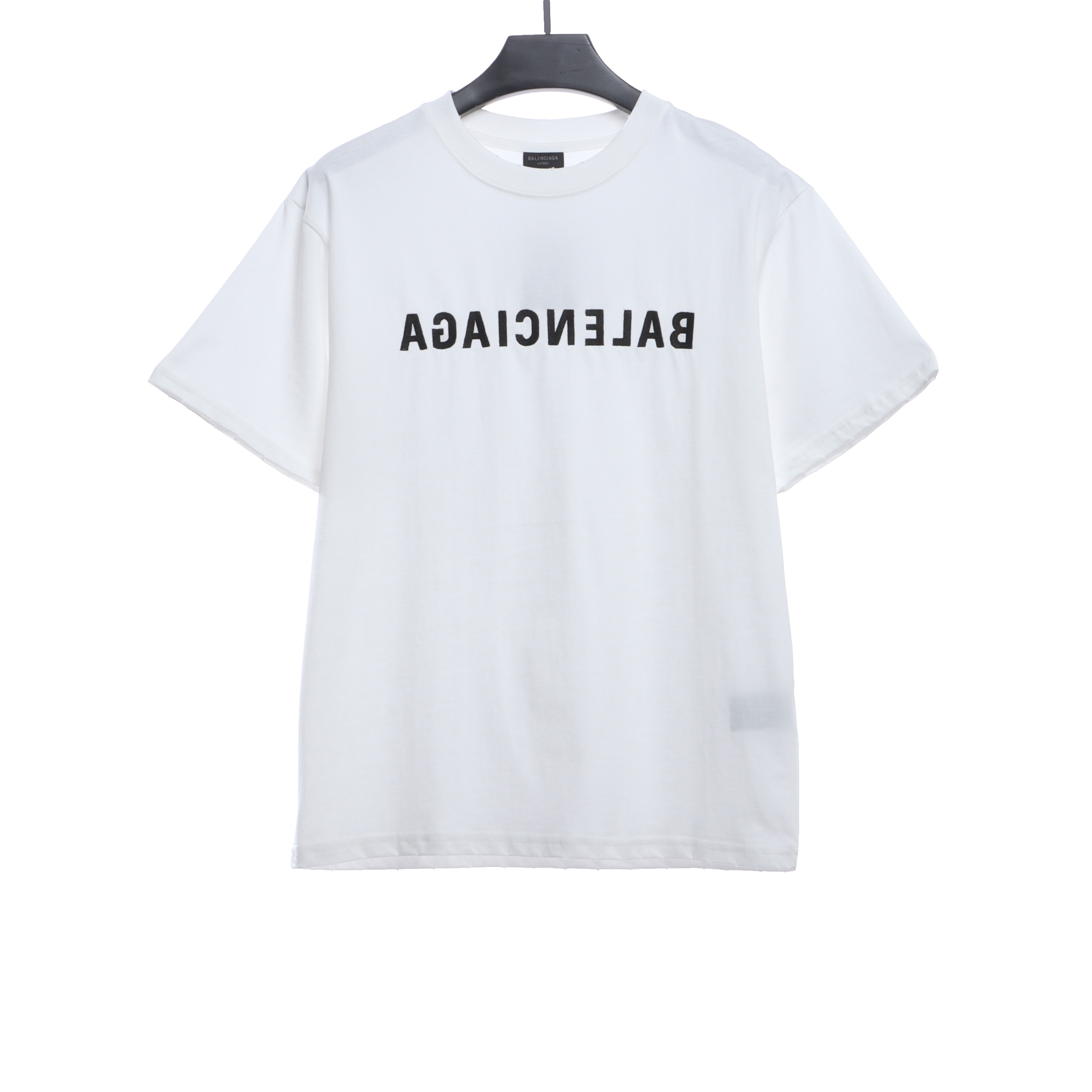 Balenciaga Embroidered Lettering Distressed Short Sleeves White