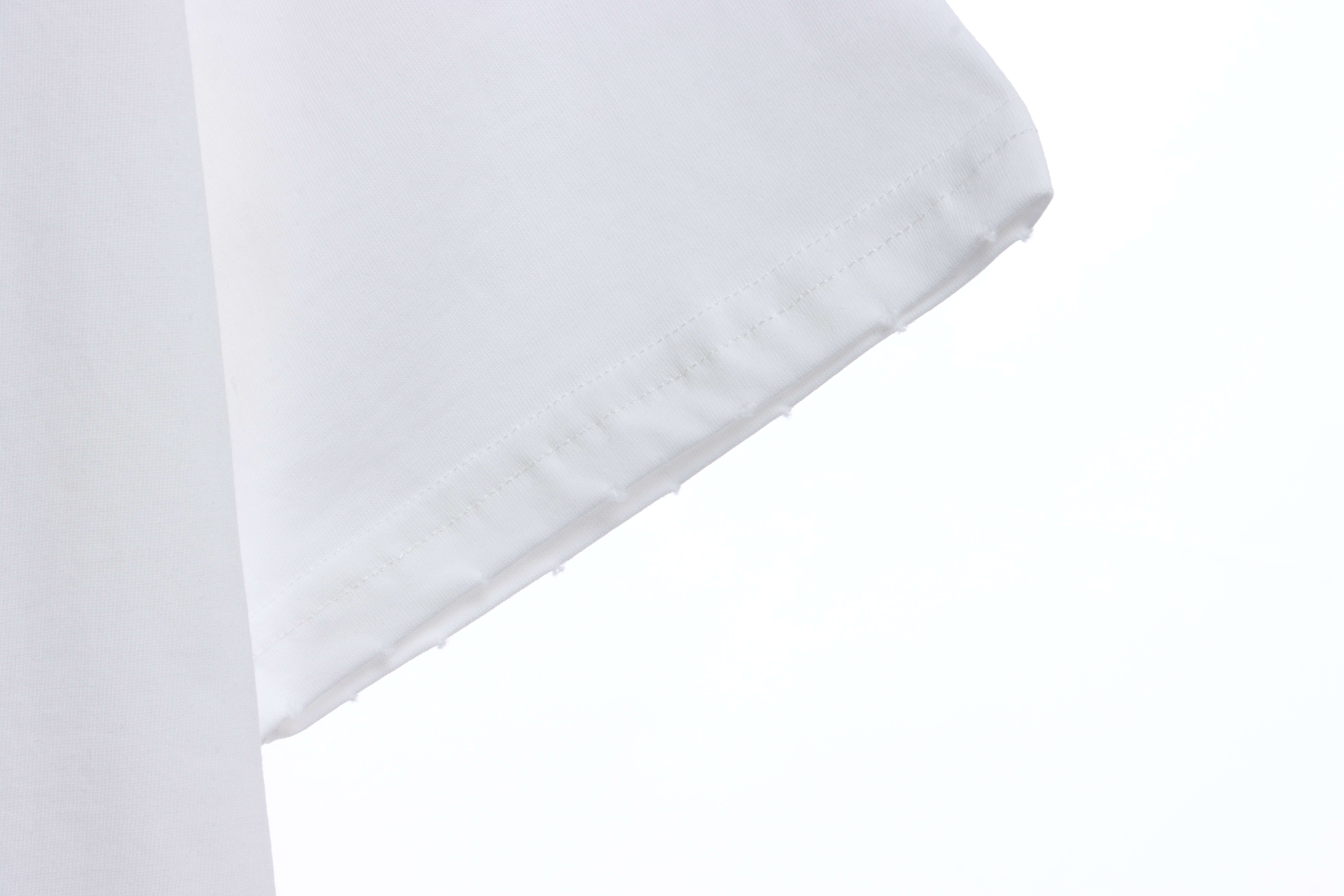 Balenciaga Embroidered Lettering Distressed Short Sleeves White