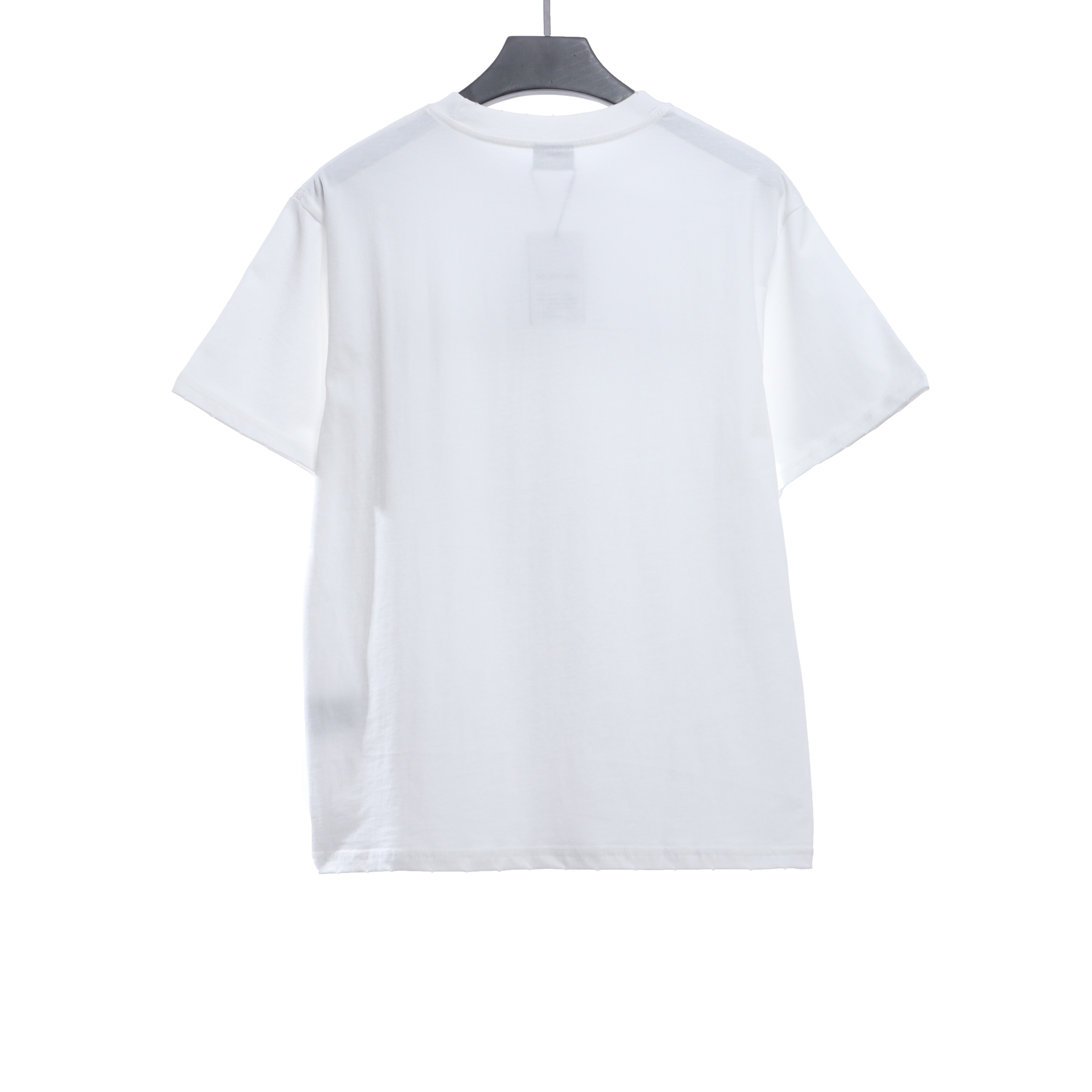 Balenciaga Embroidered Lettering Distressed Short Sleeves White