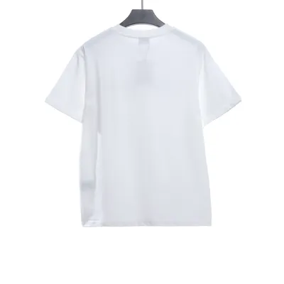 Balenciaga Embroidered Lettering Distressed Short Sleeves White 02