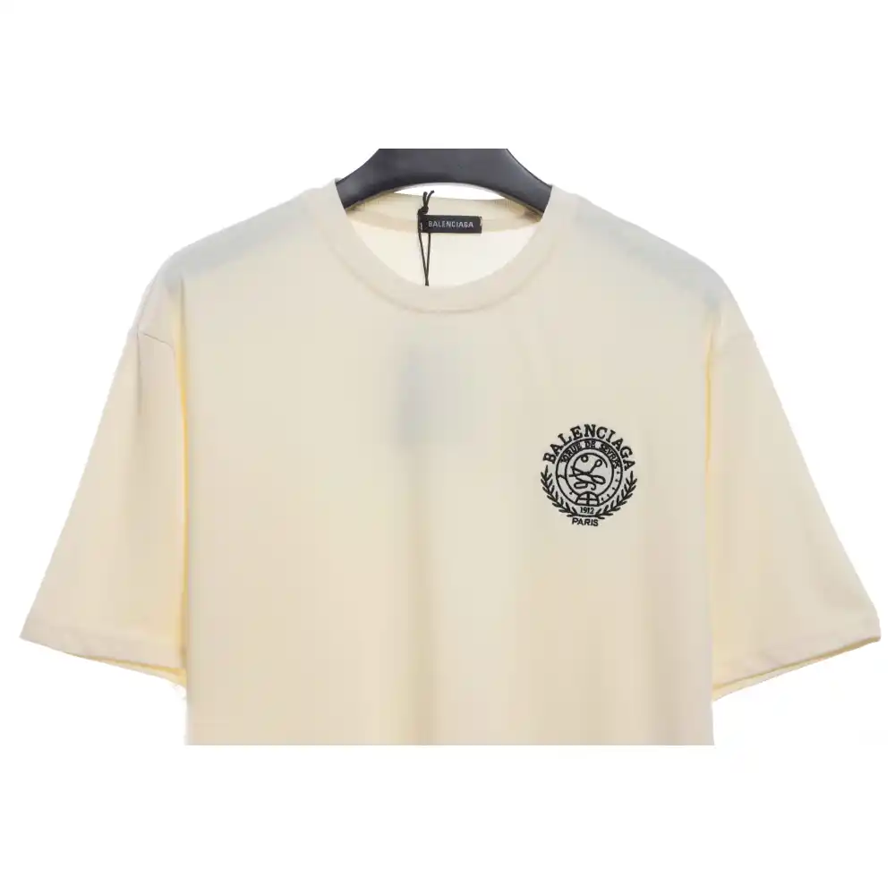 Balenciaga Embroidered Scissors Wheat Ear LOGO Short Sleeve