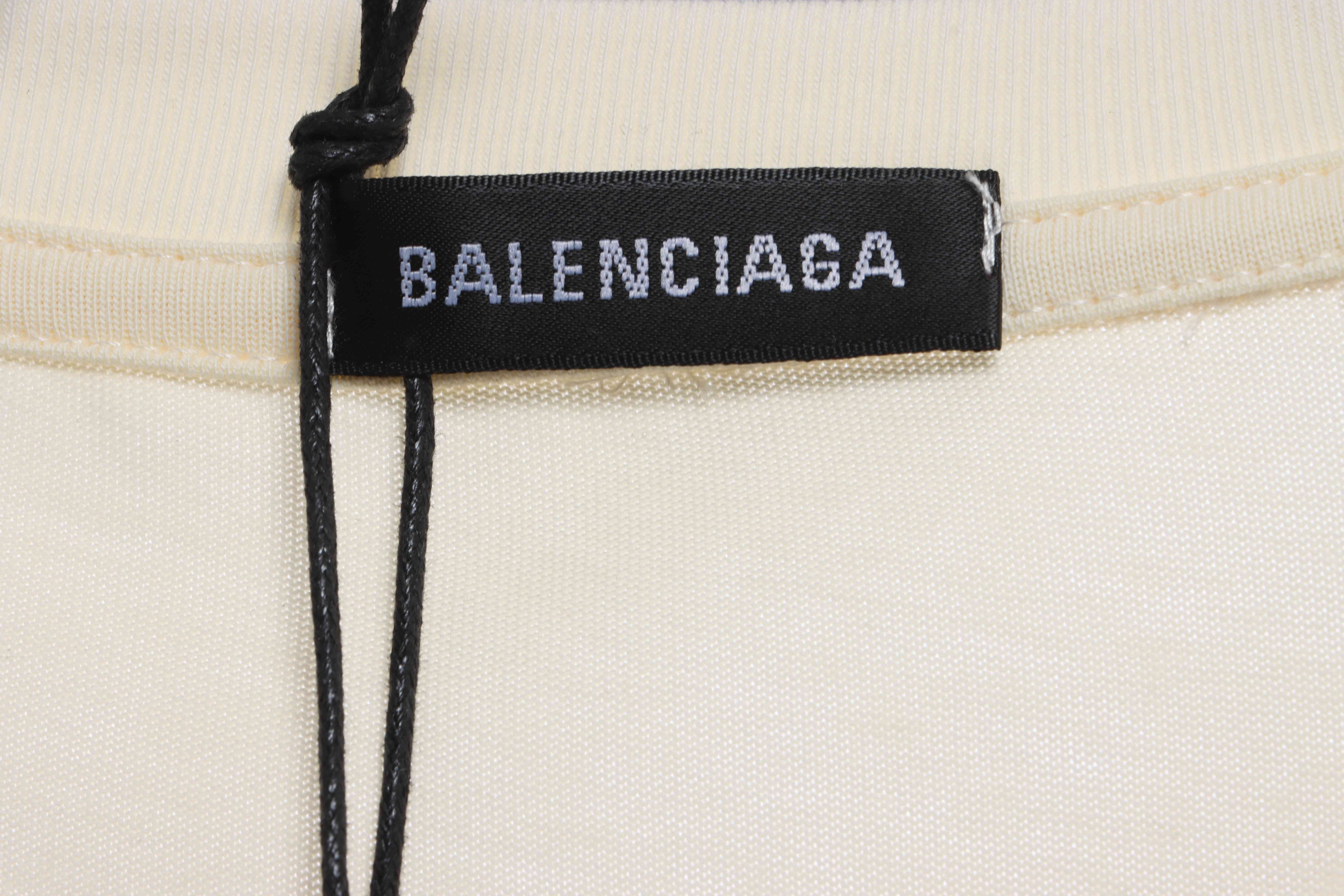 Balenciaga Embroidered Scissors Wheat Ear LOGO Short Sleeve