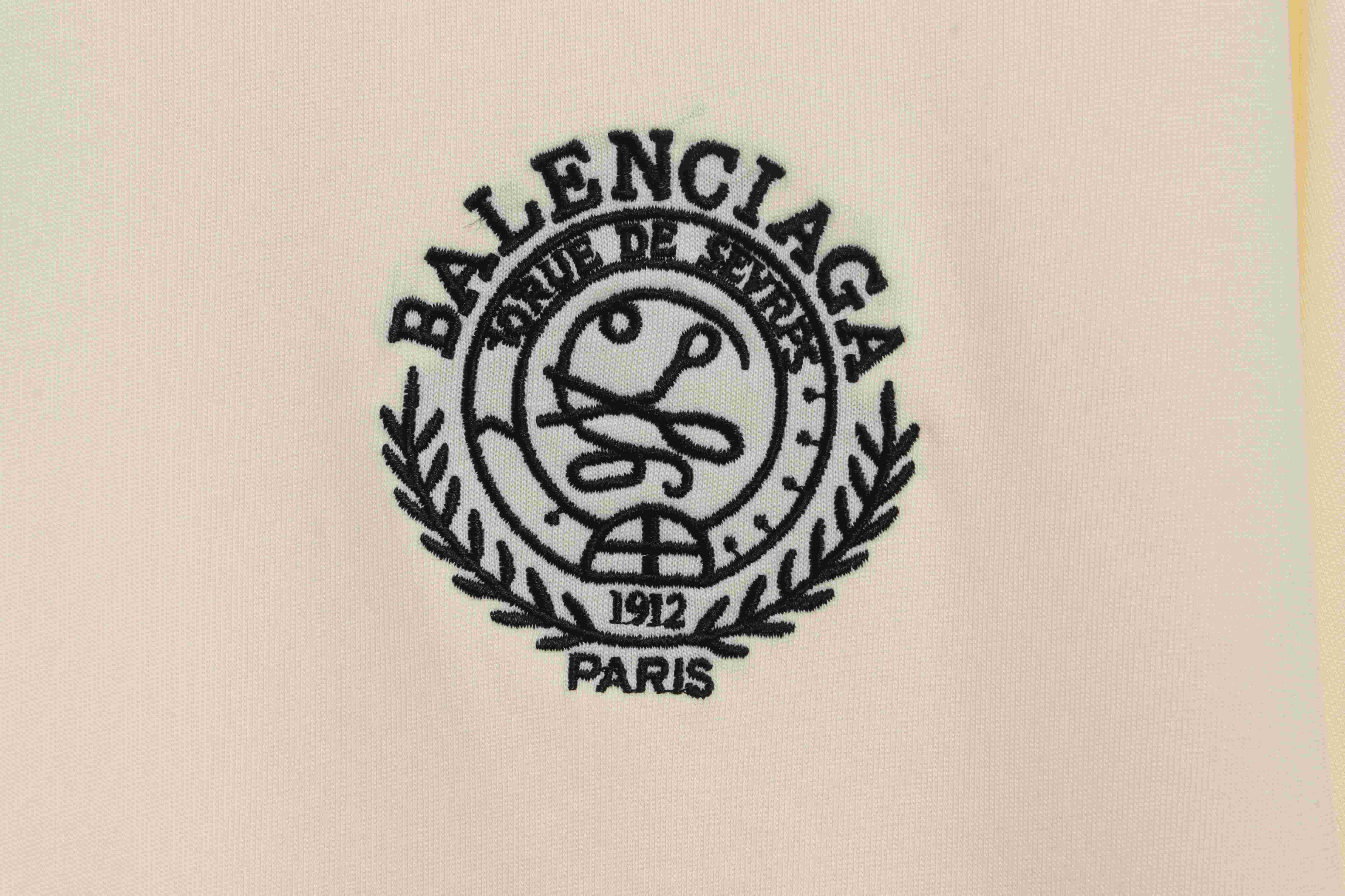 Balenciaga Embroidered Scissors Wheat Ear LOGO Short Sleeve