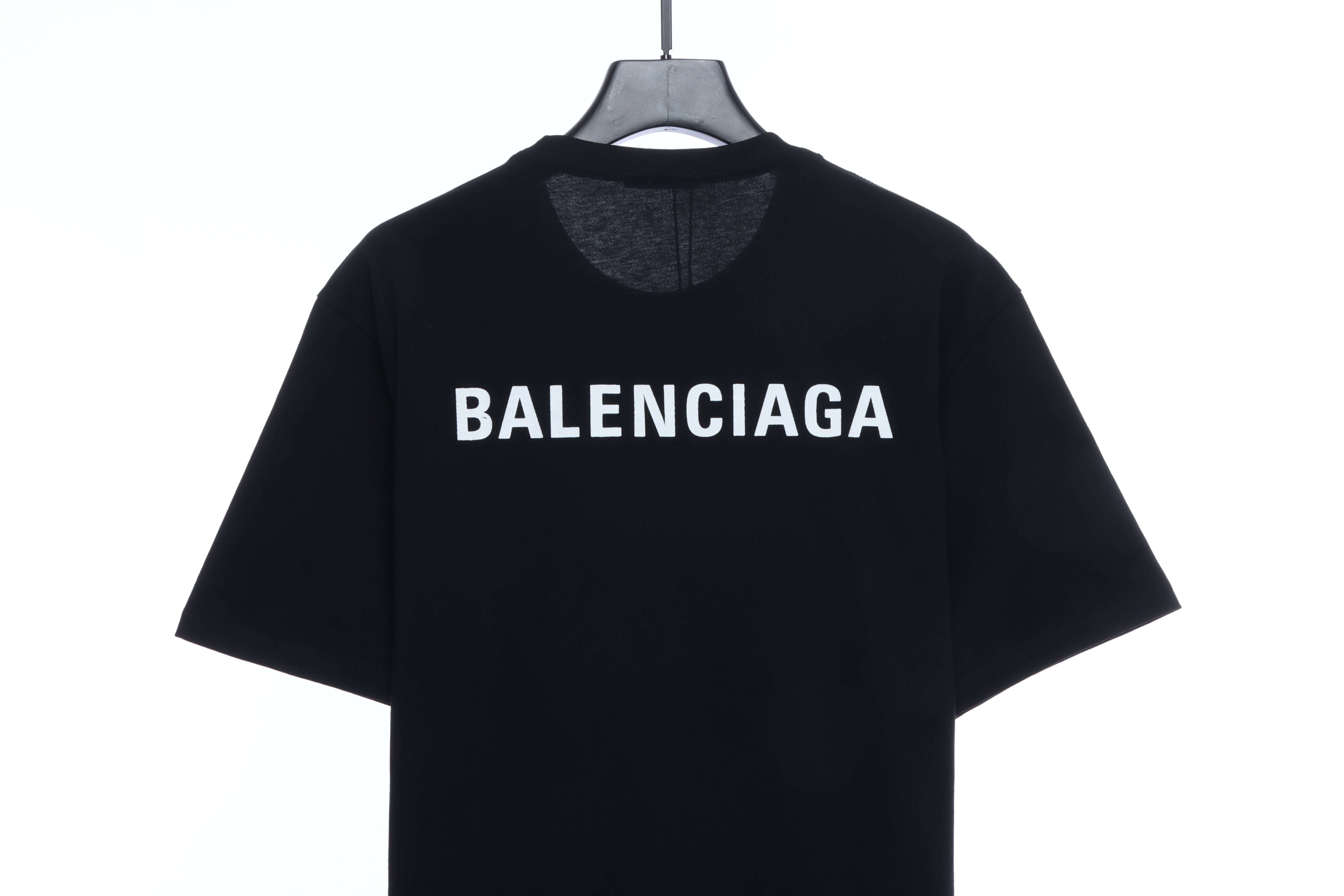 Balenciaga Front And Back Letter Print Short Sleeves Black