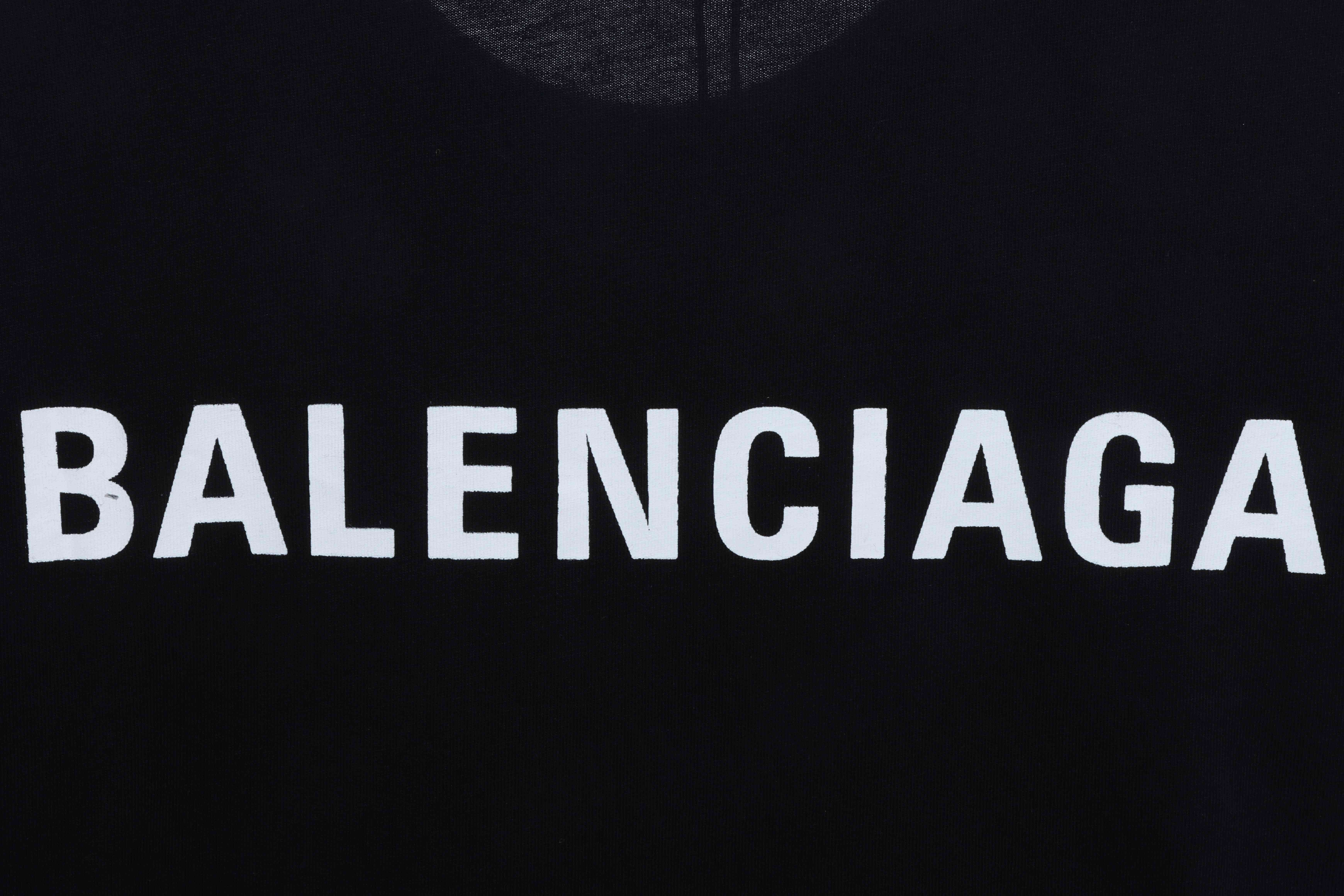 Balenciaga Front And Back Letter Print Short Sleeves Black