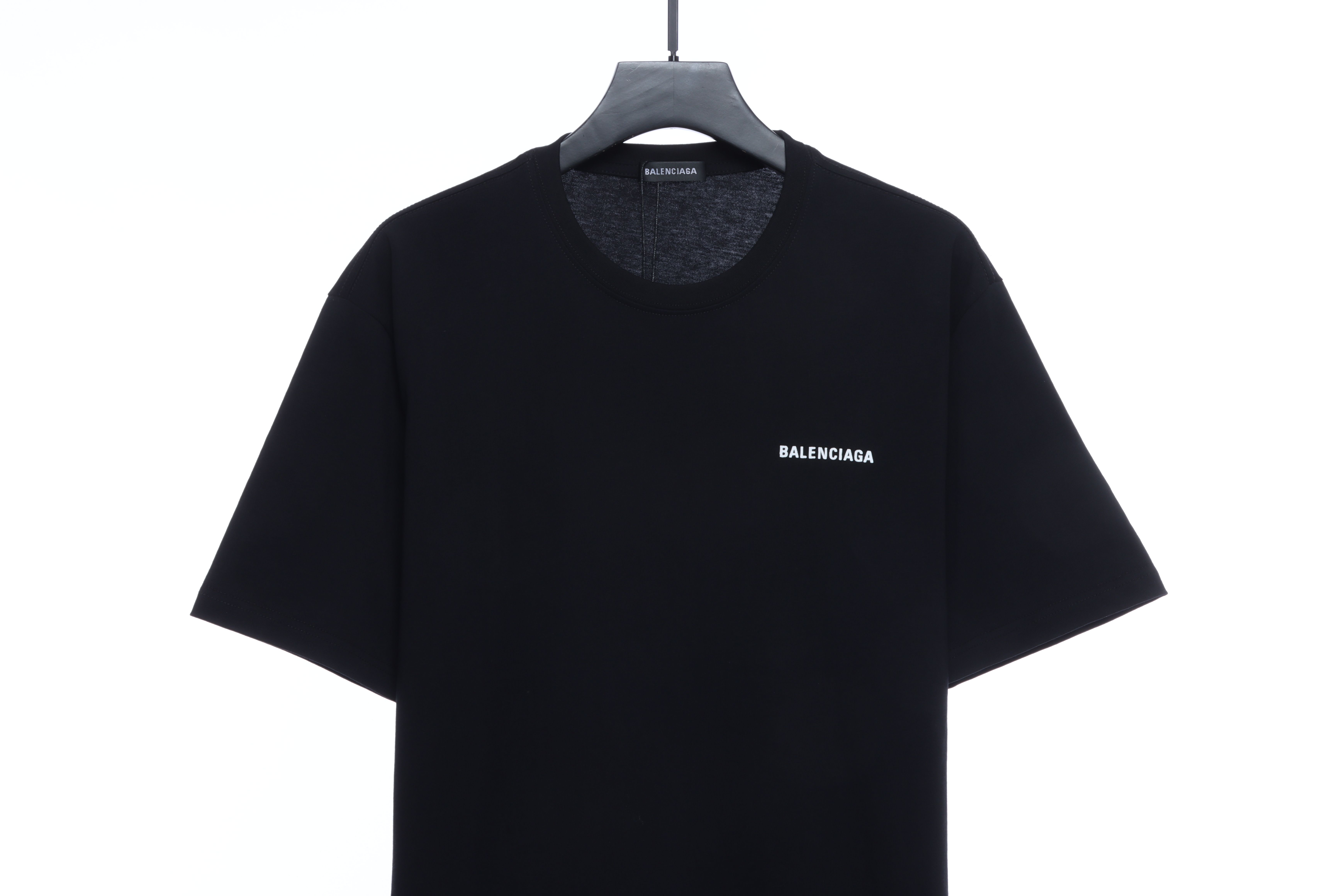 Balenciaga Front And Back Letter Print Short Sleeves Black