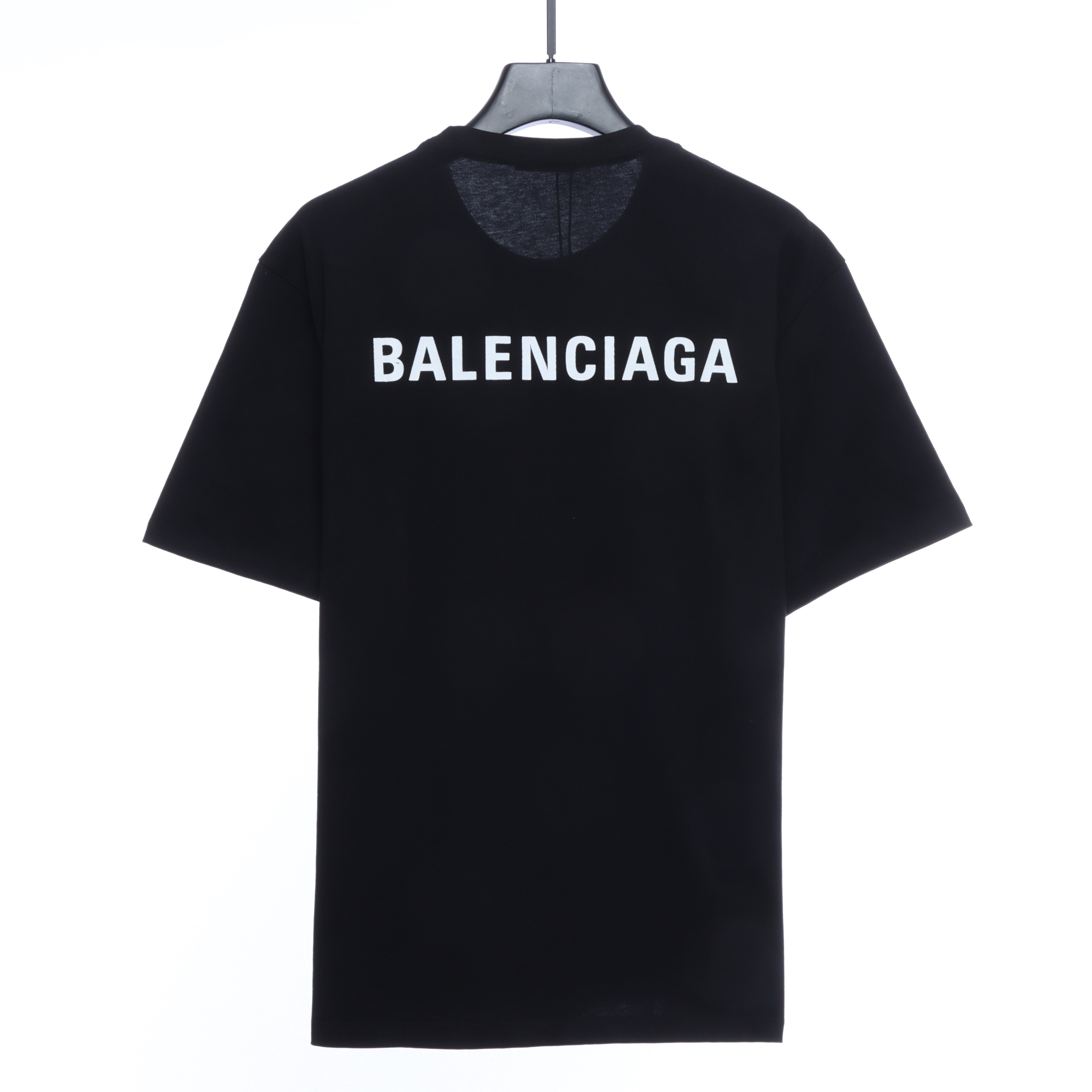 Balenciaga Front And Back Letter Print Short Sleeves Black