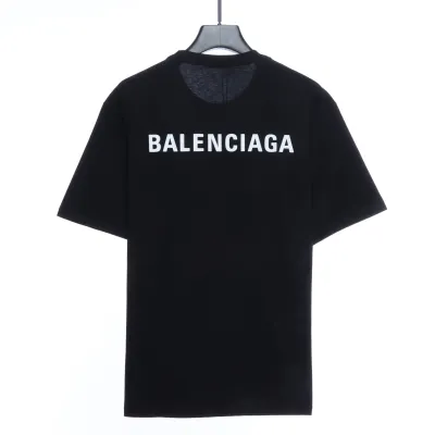 Balenciaga Front And Back Letter Print Short Sleeves Black 02