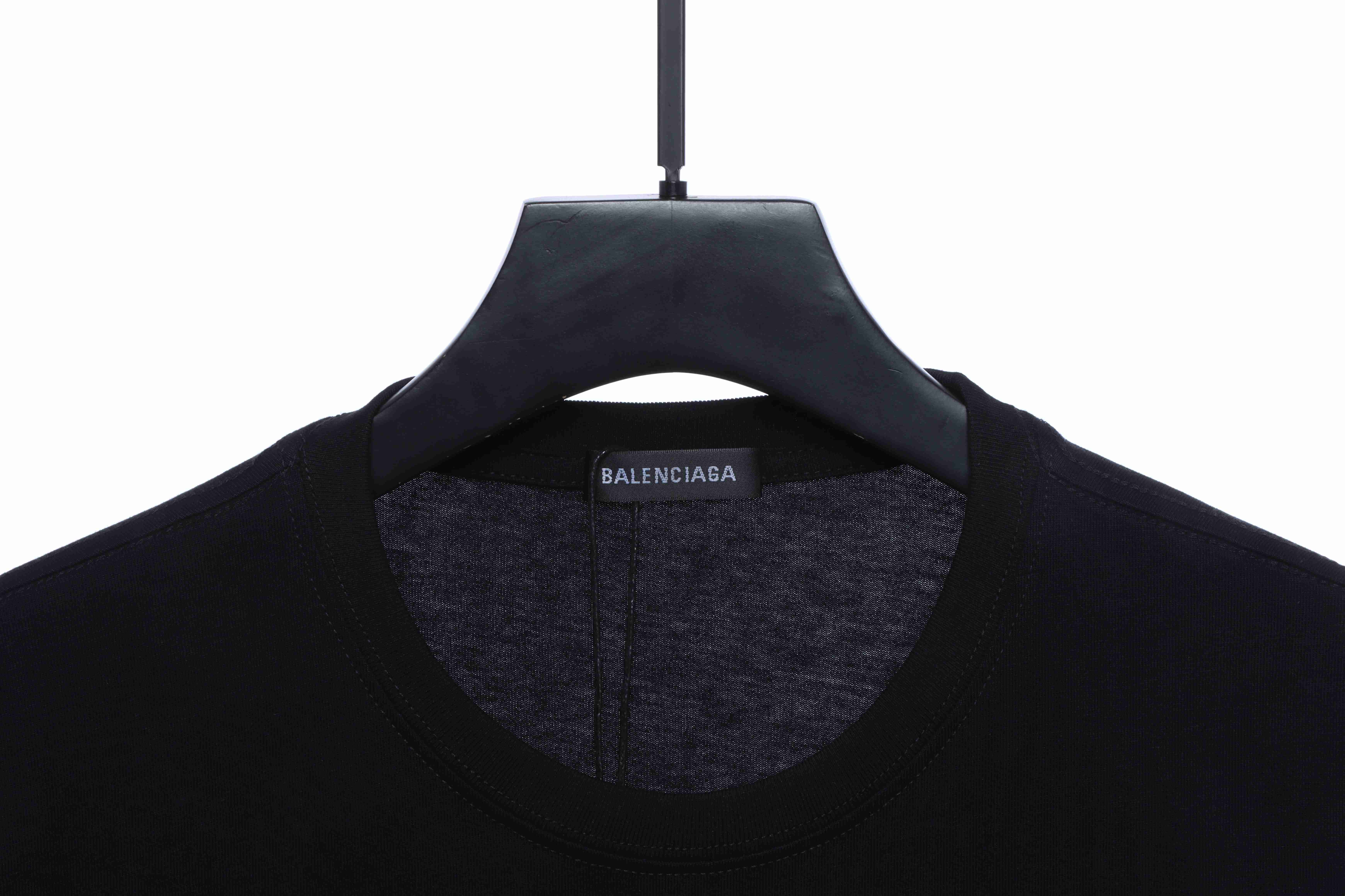 Balenciaga Front And Back Letter Print Short Sleeves Black