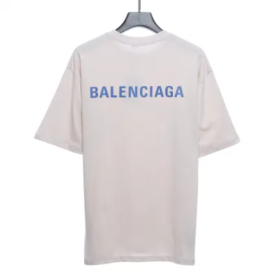 Balenciaga Front And Back Letter Print Short Sleeves White 01