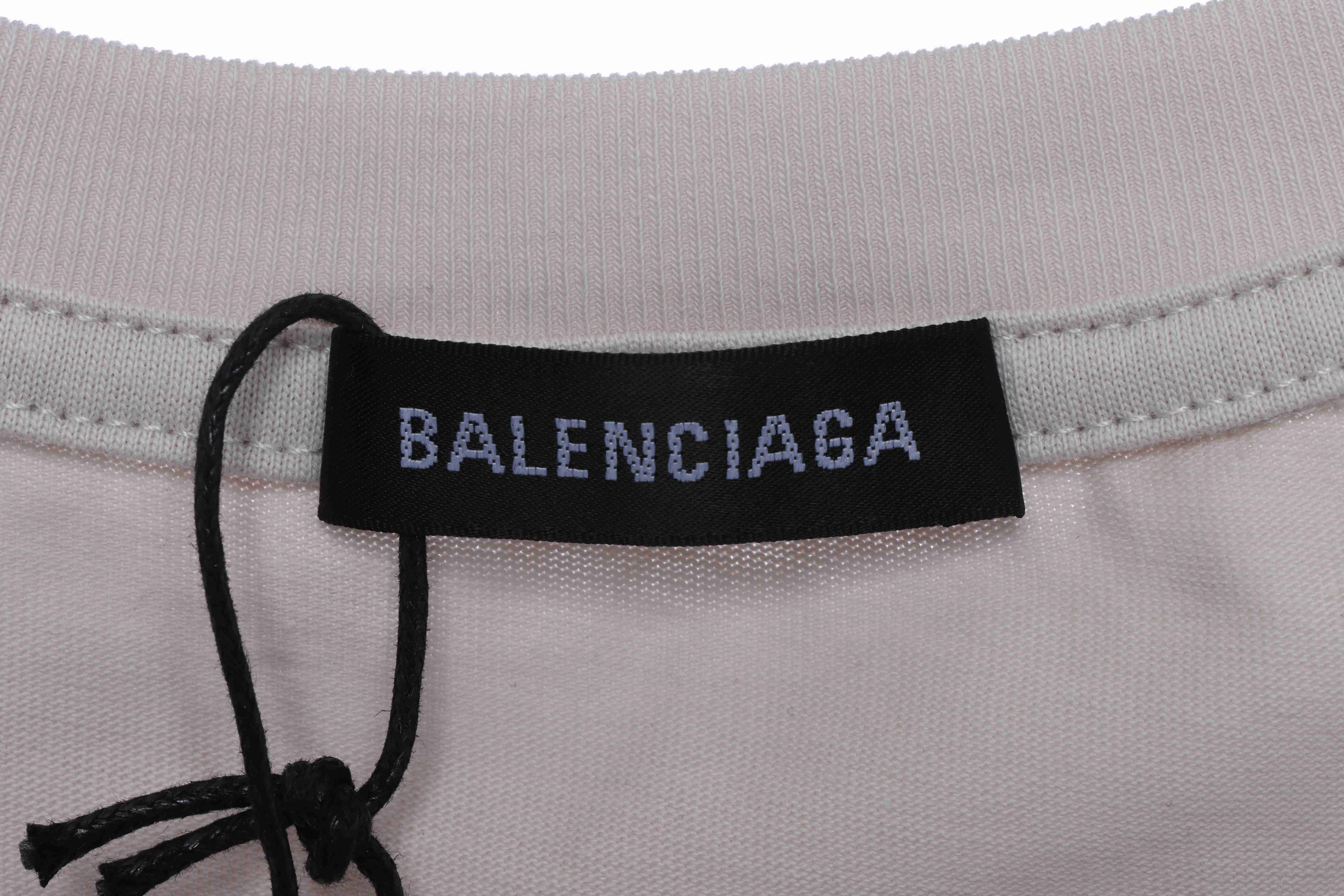 Balenciaga Front And Back Letter Print Short Sleeves White