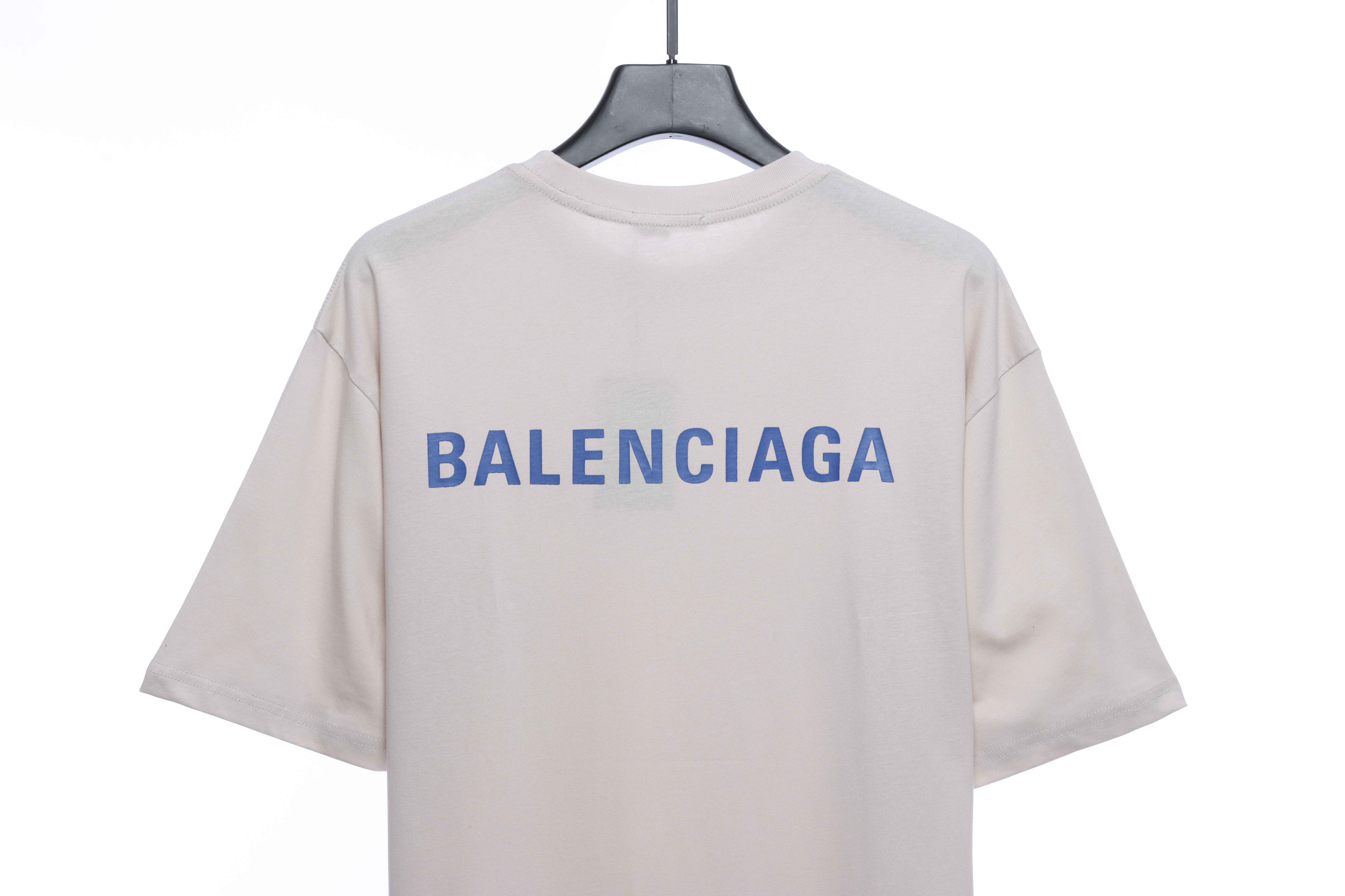 Balenciaga Front And Back Letter Print Short Sleeves White