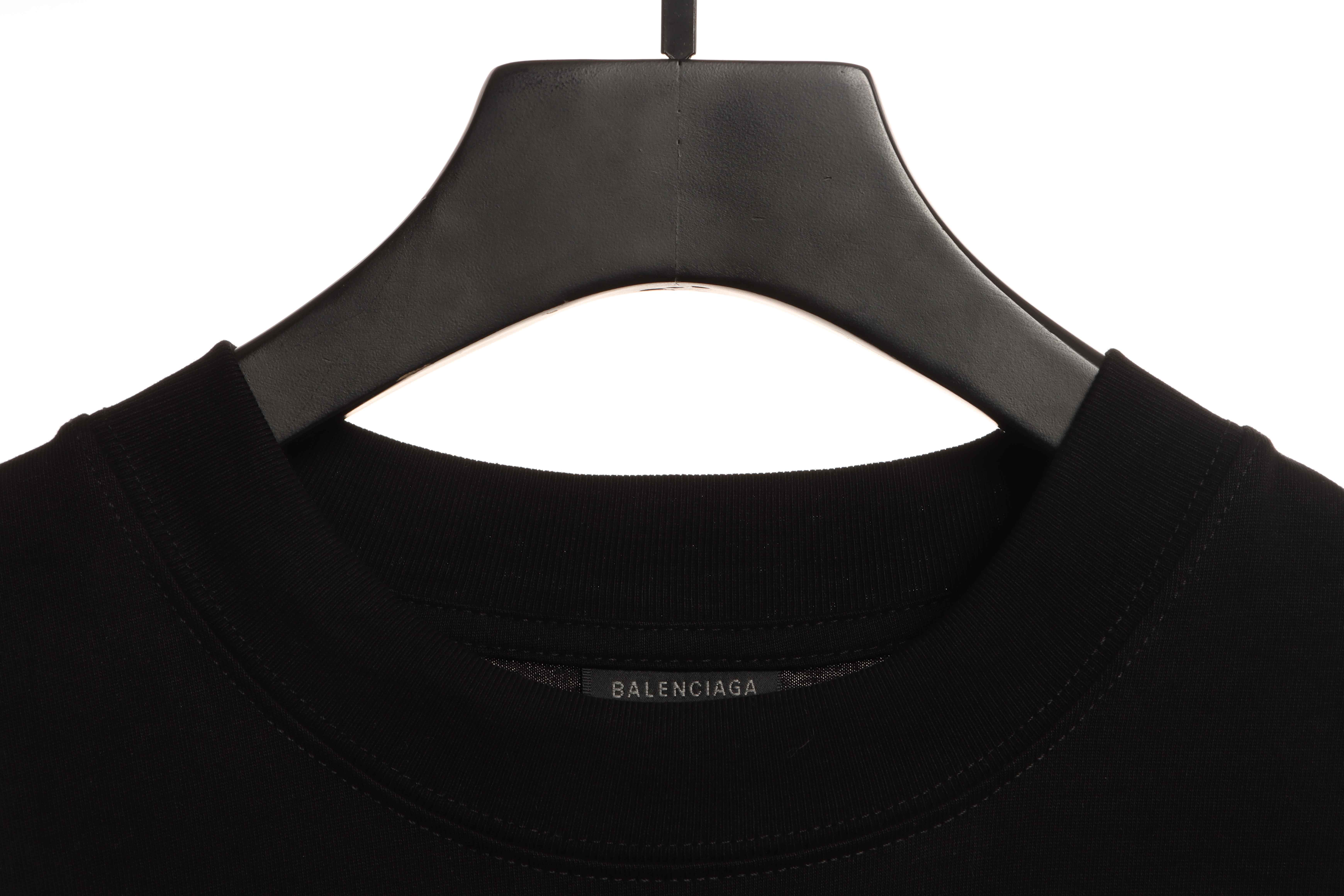 Balenciaga Green Painted Double B Short Sleeve Black