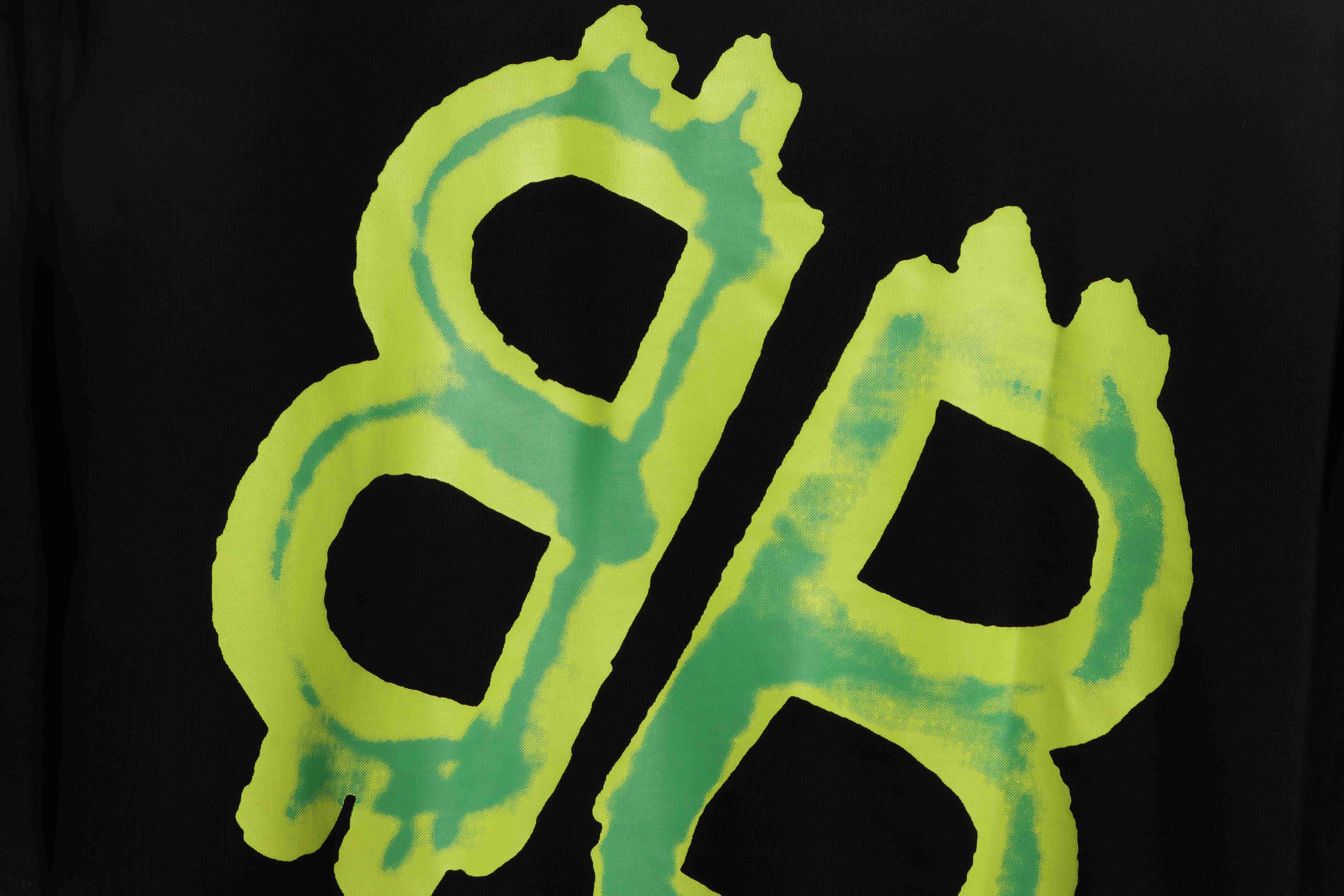 Balenciaga Green Painted Double B Short Sleeve Black