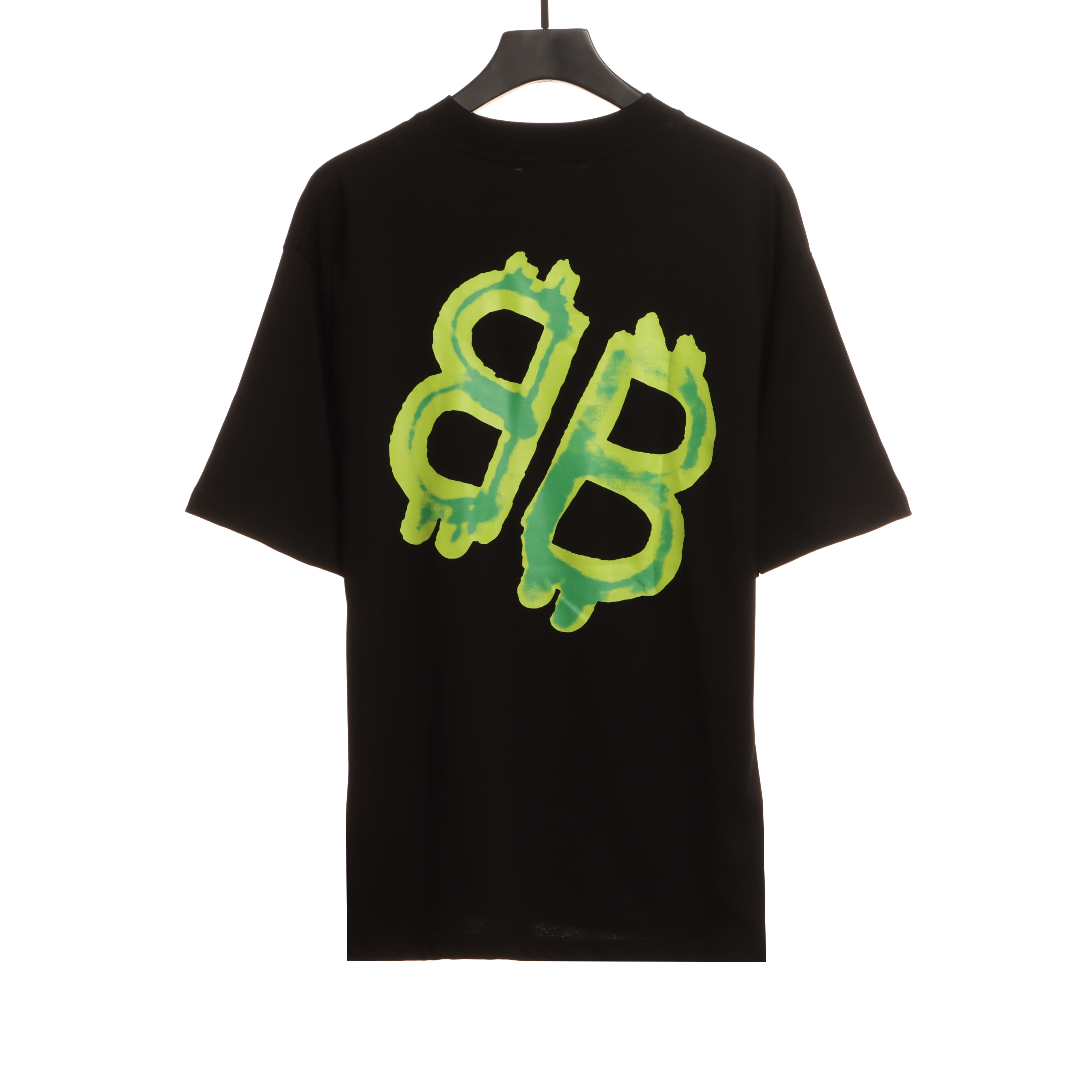 Balenciaga Green Painted Double B Short Sleeve Black