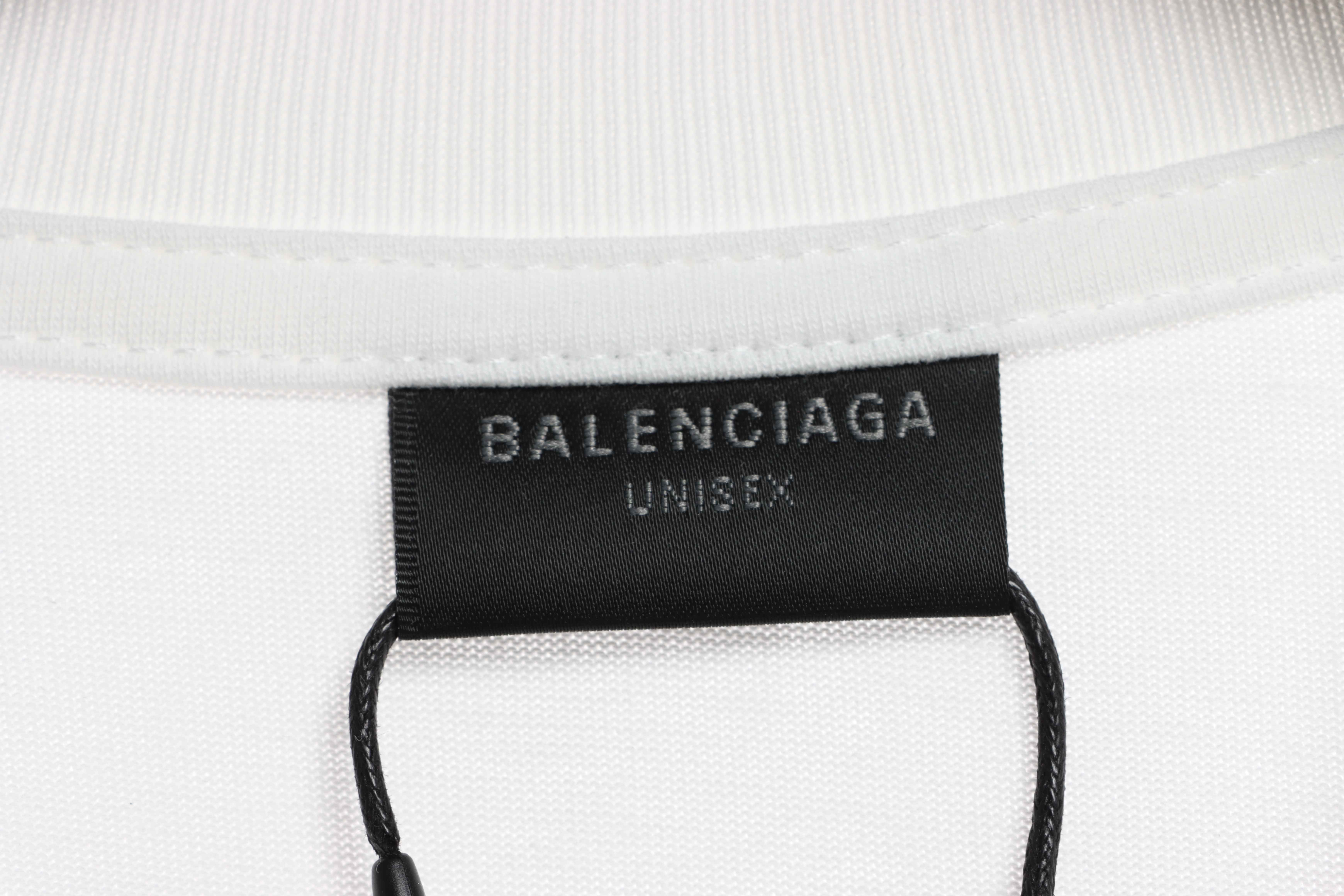 Balenciaga Green Painted Double B Short Sleeve White