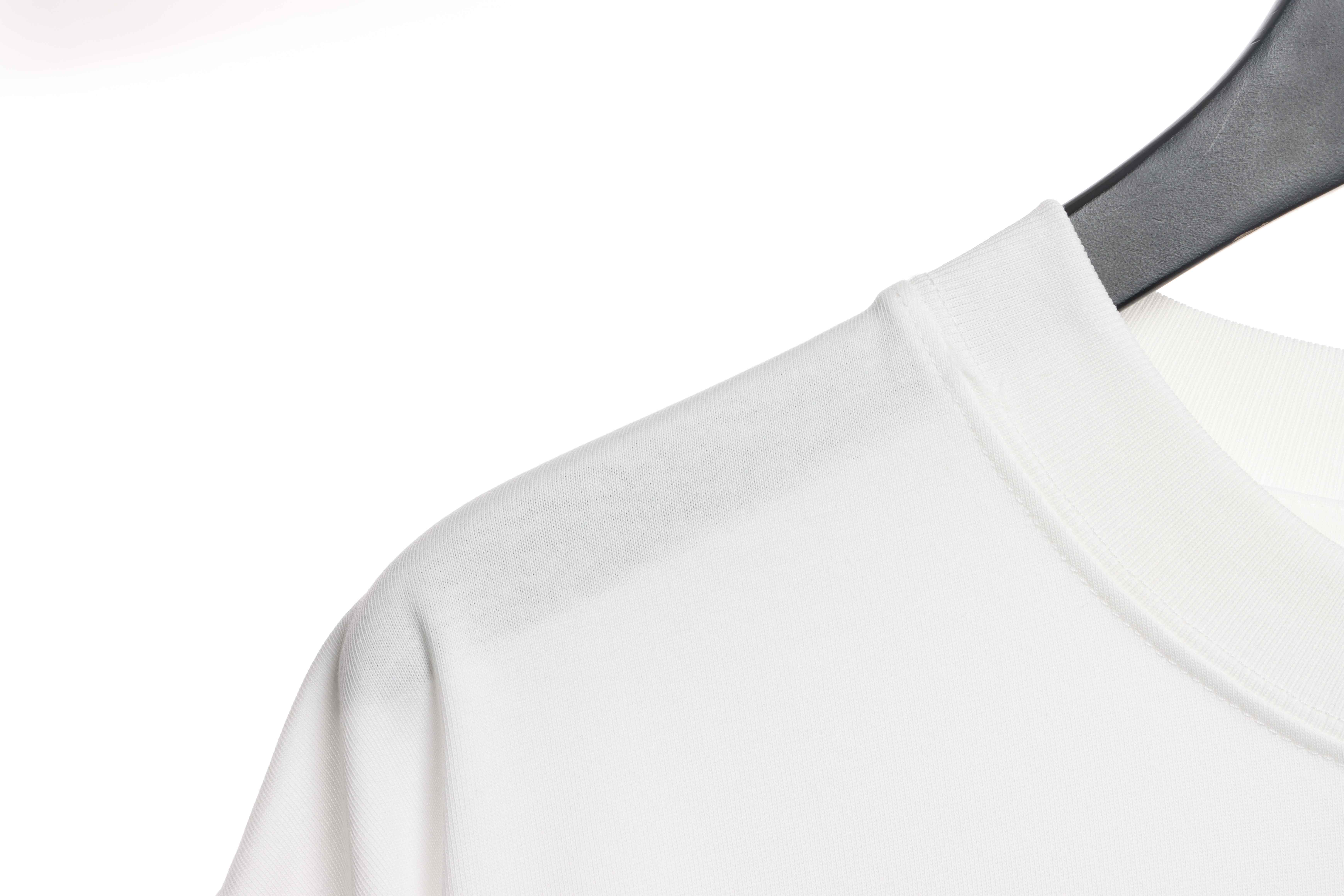 Balenciaga Green Painted Double B Short Sleeve White