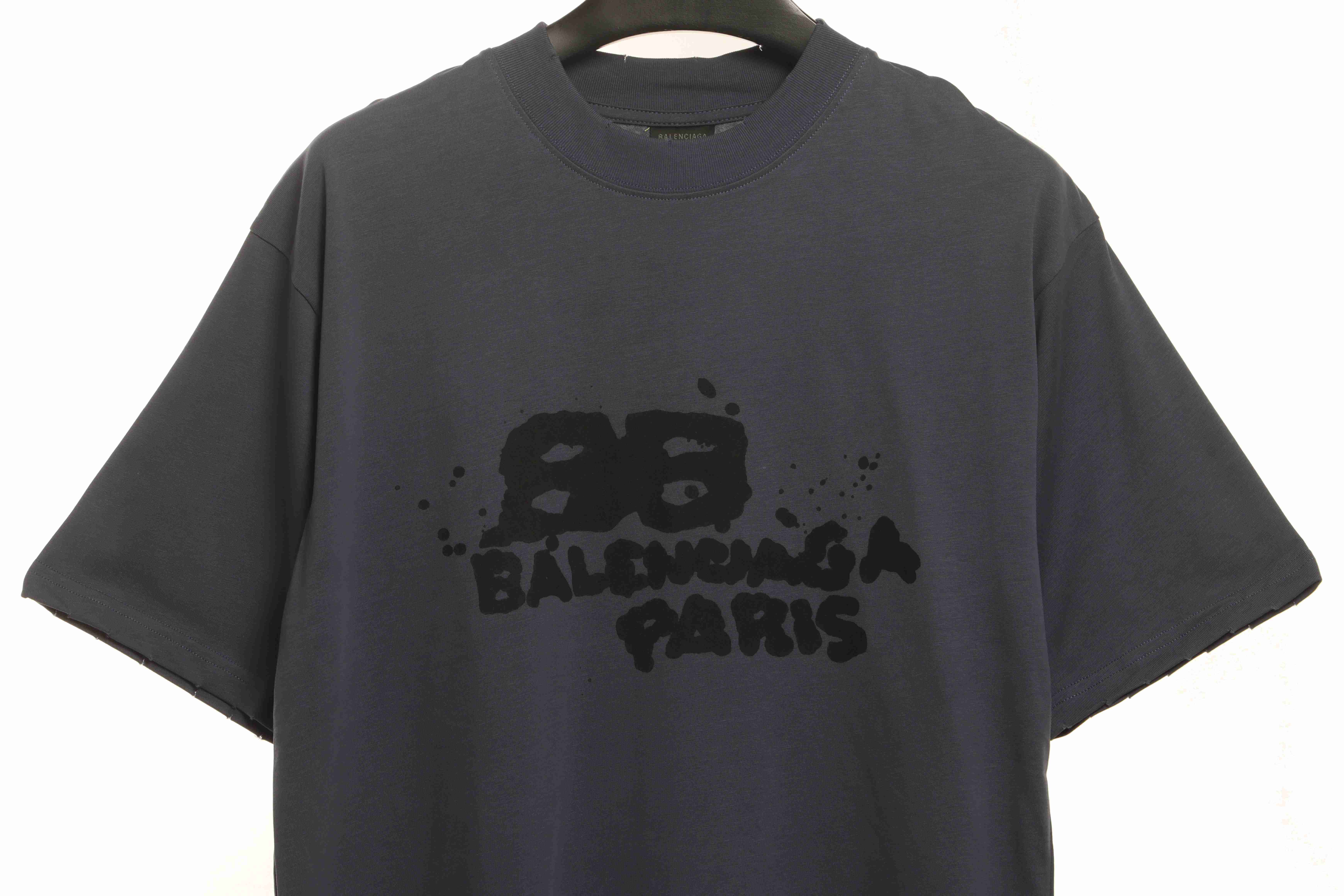 Balenciaga Hand Draw Double B Graffiti Short Sleeve Grey