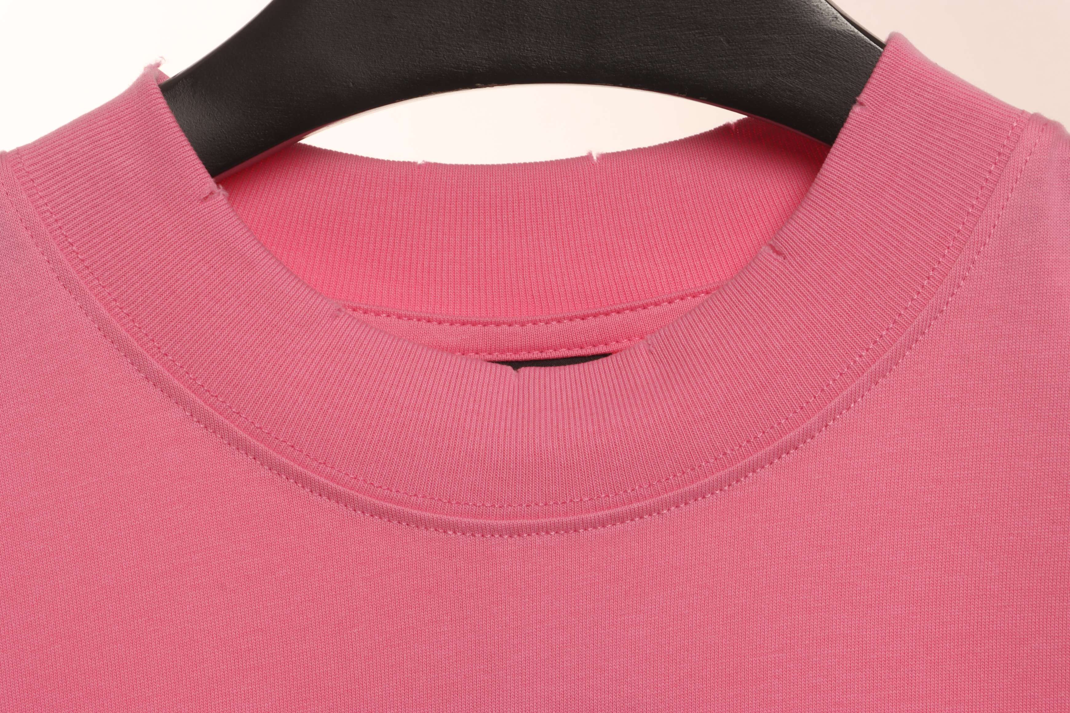 Balenciaga Hand Draw Double B Graffiti Short Sleeve Pink