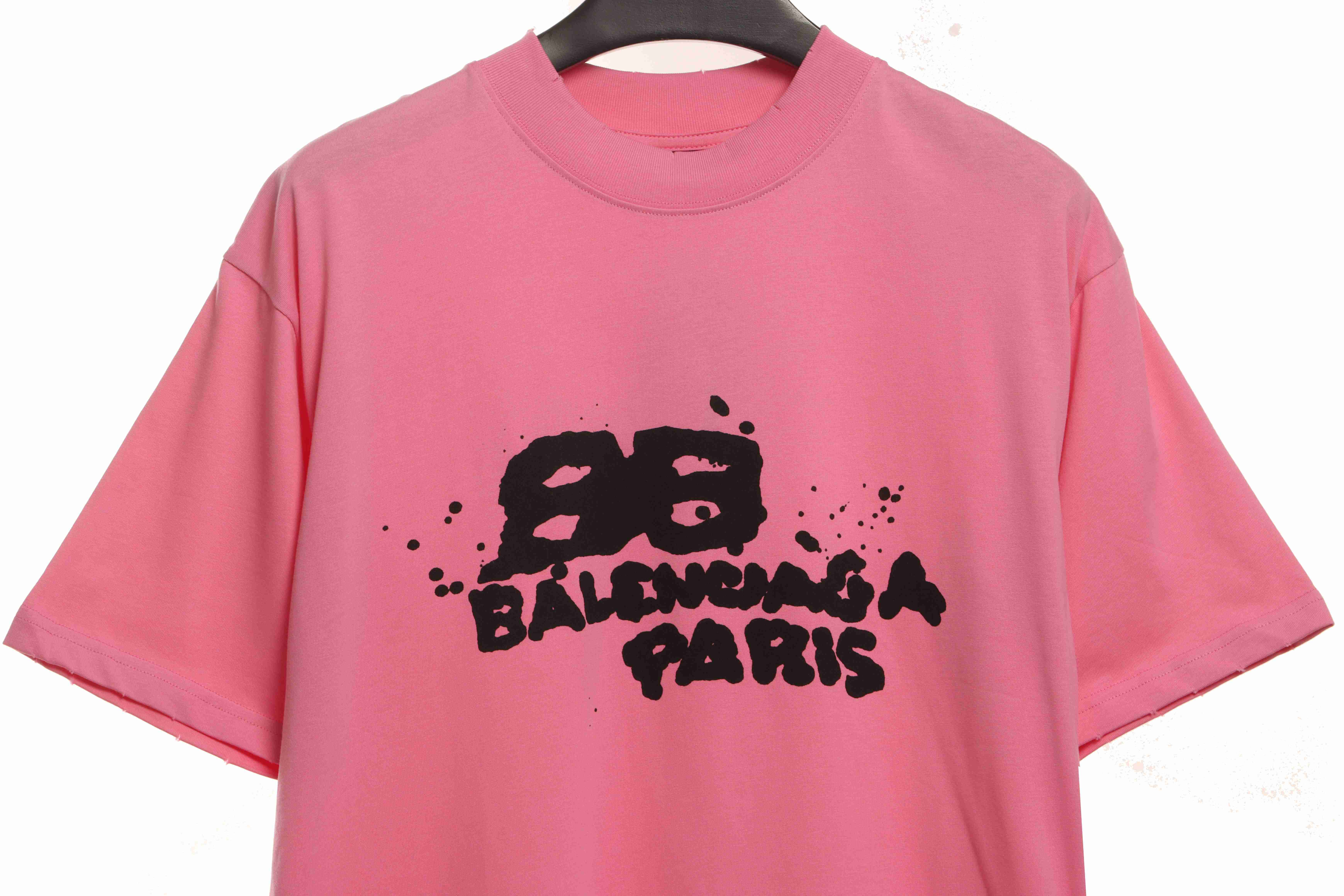 Balenciaga Hand Draw Double B Graffiti Short Sleeve Pink