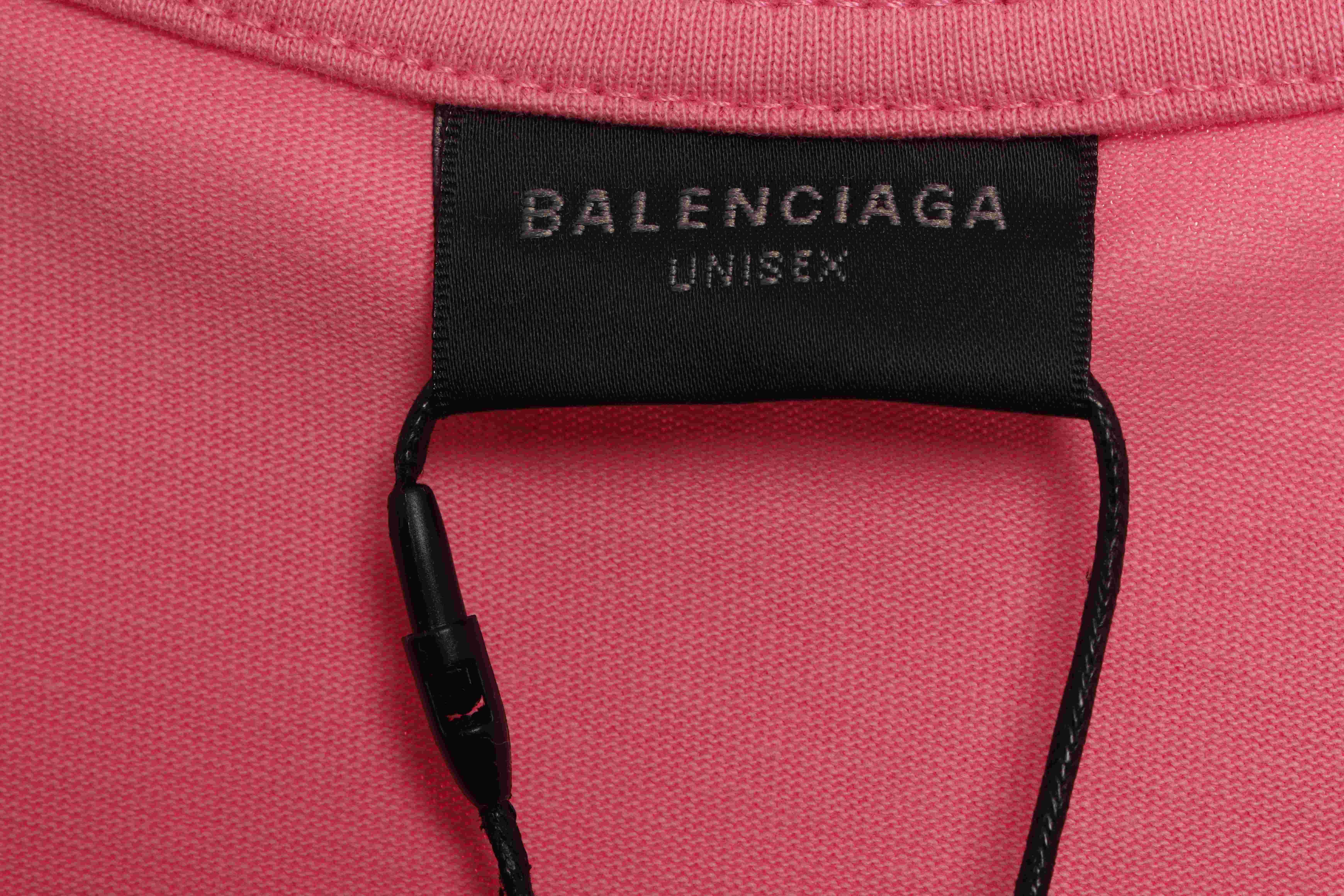 Balenciaga Hand Draw Double B Graffiti Short Sleeve Pink
