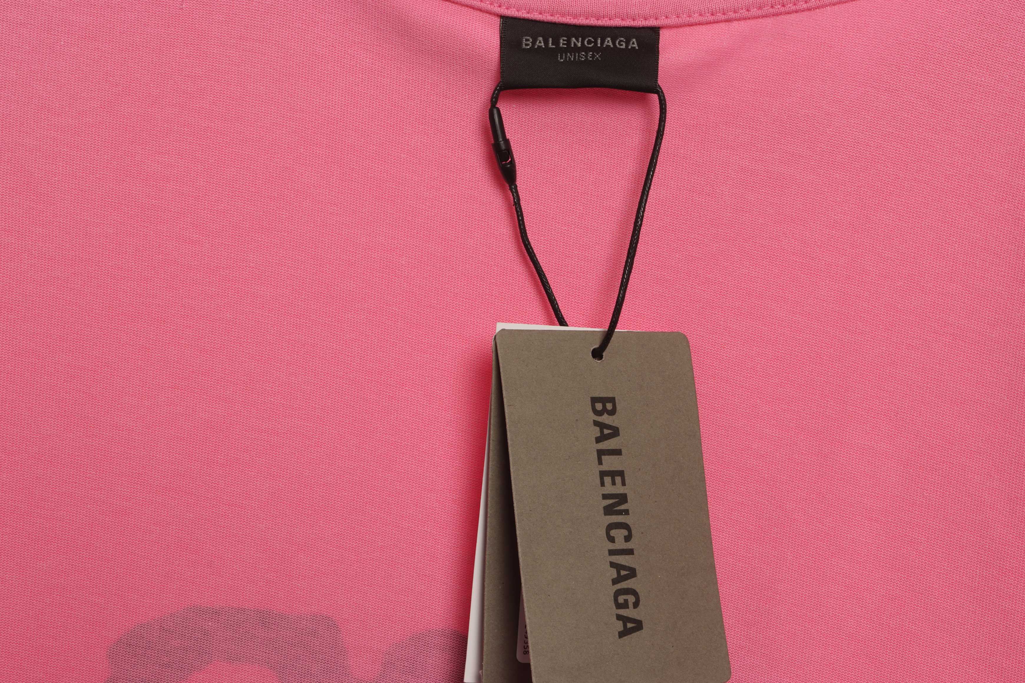 Balenciaga Hand Draw Double B Graffiti Short Sleeve Pink