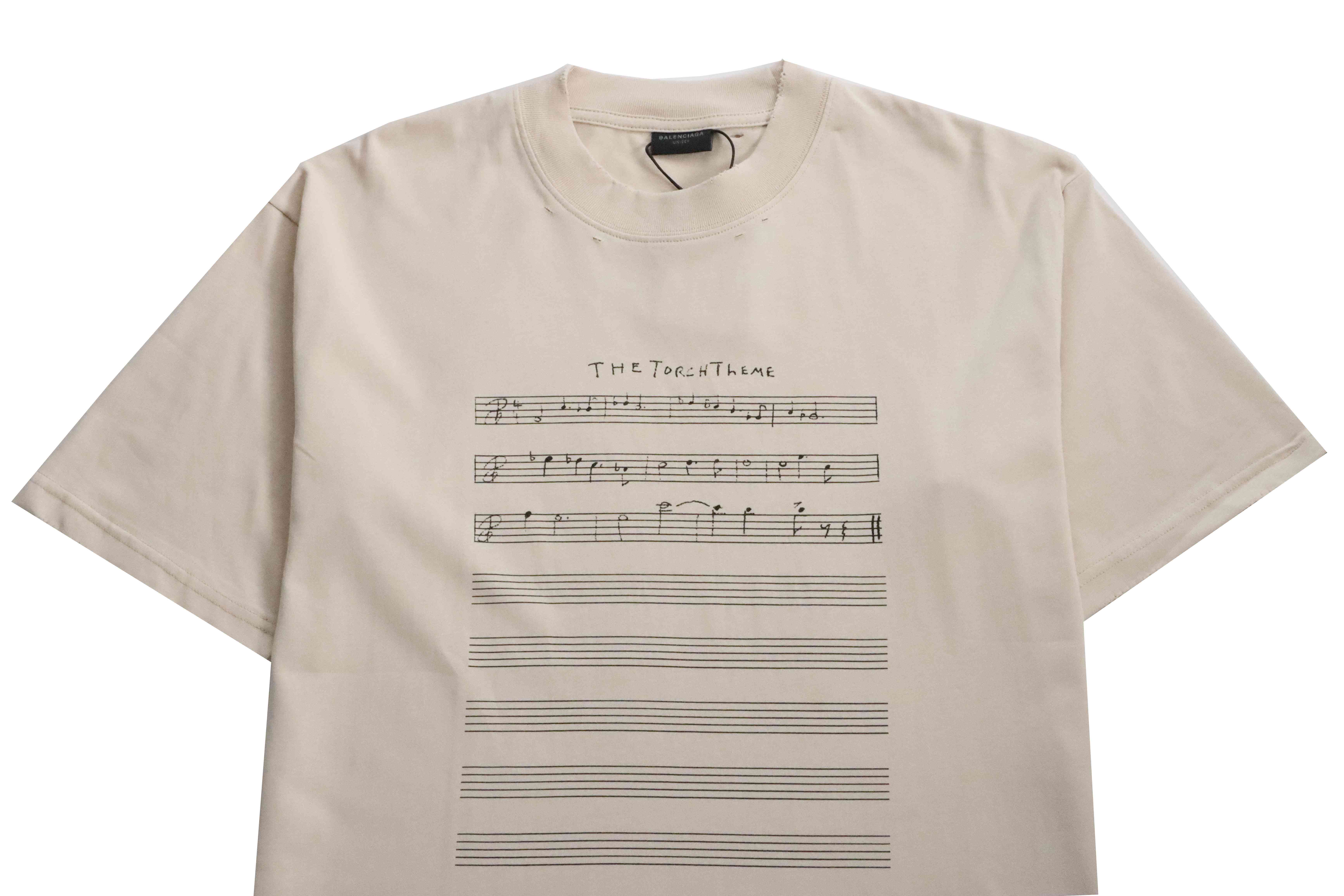 Balenciaga Limited Edition Musical Note Short Sleeve Beige