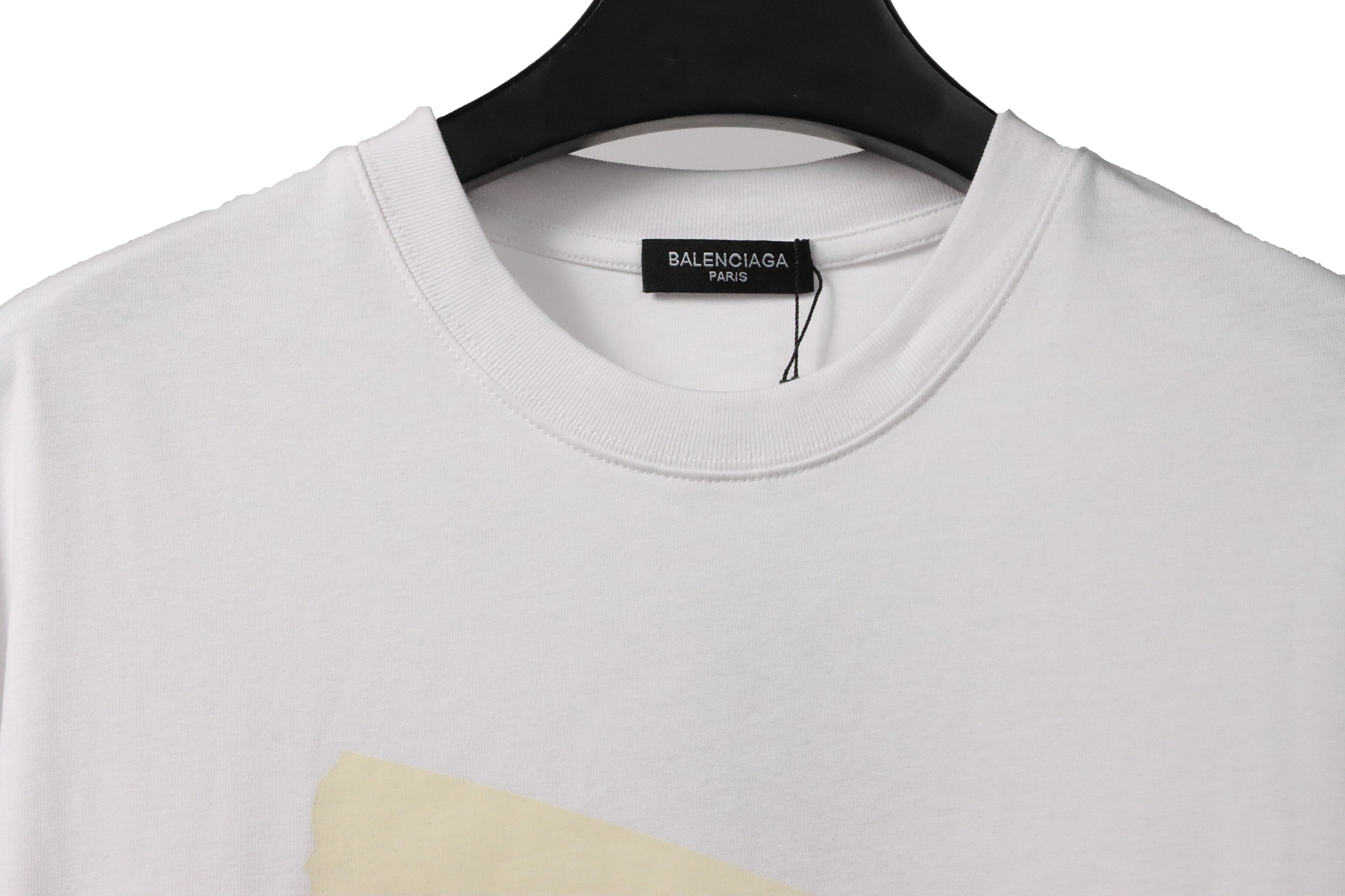 Balenciaga Limited Edition Rubber Stripe Embossed Short Sleeve White