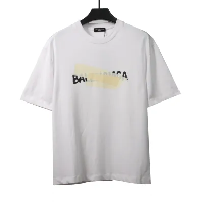 Balenciaga Limited Edition Rubber Stripe Embossed Short Sleeve White 01