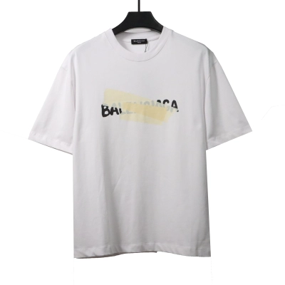 Balenciaga Limited Edition Rubber Stripe Embossed Short Sleeve White 01