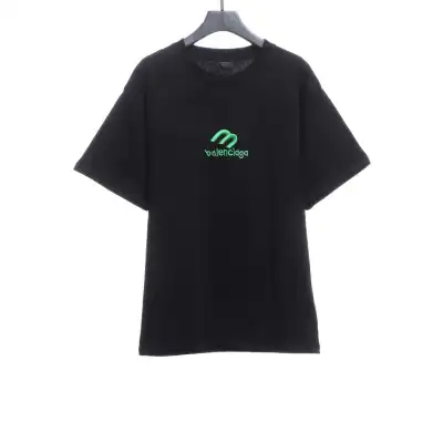 Balenciaga M Logo Embroidered Short Sleeves Black 01