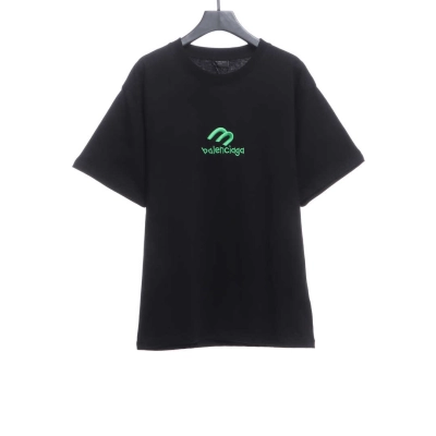 Balenciaga M Logo Embroidered Short Sleeves Black 01