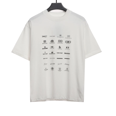Balenciaga Manchu Classic Logo Short-Sleeved White 01