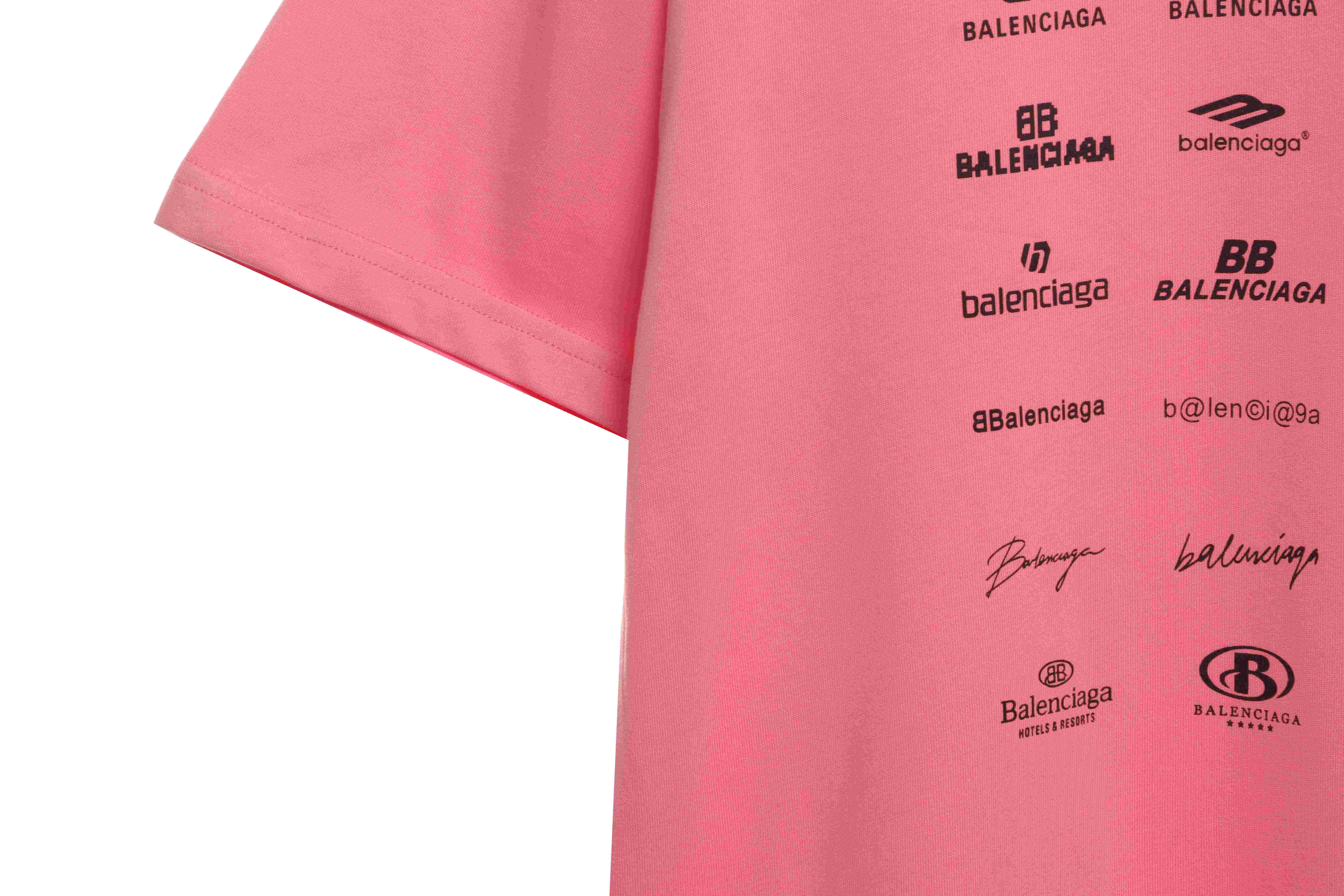 Balenciaga Manchu Classic Logo Short Sleeves Pink