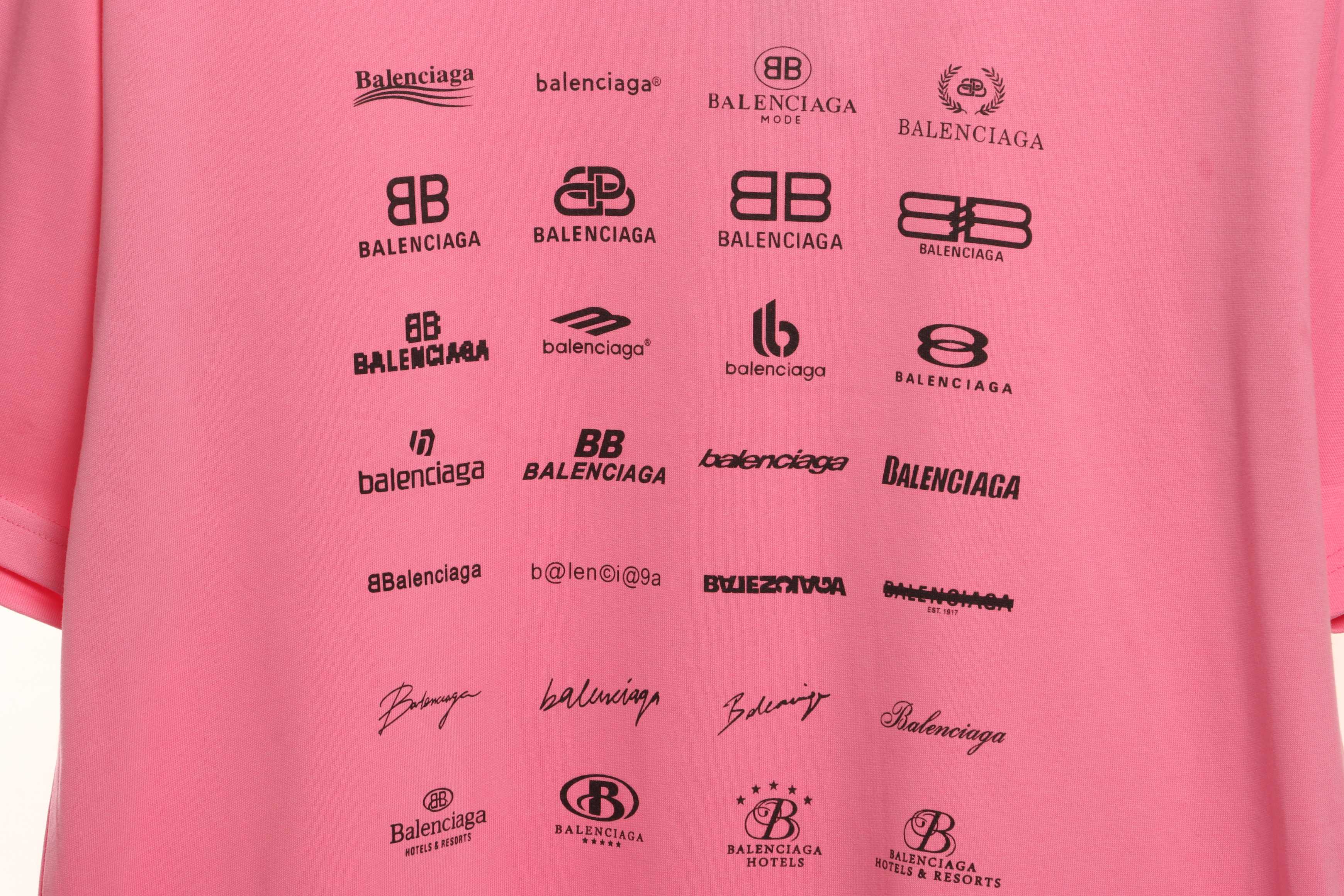Balenciaga Manchu Classic Logo Short Sleeves Pink