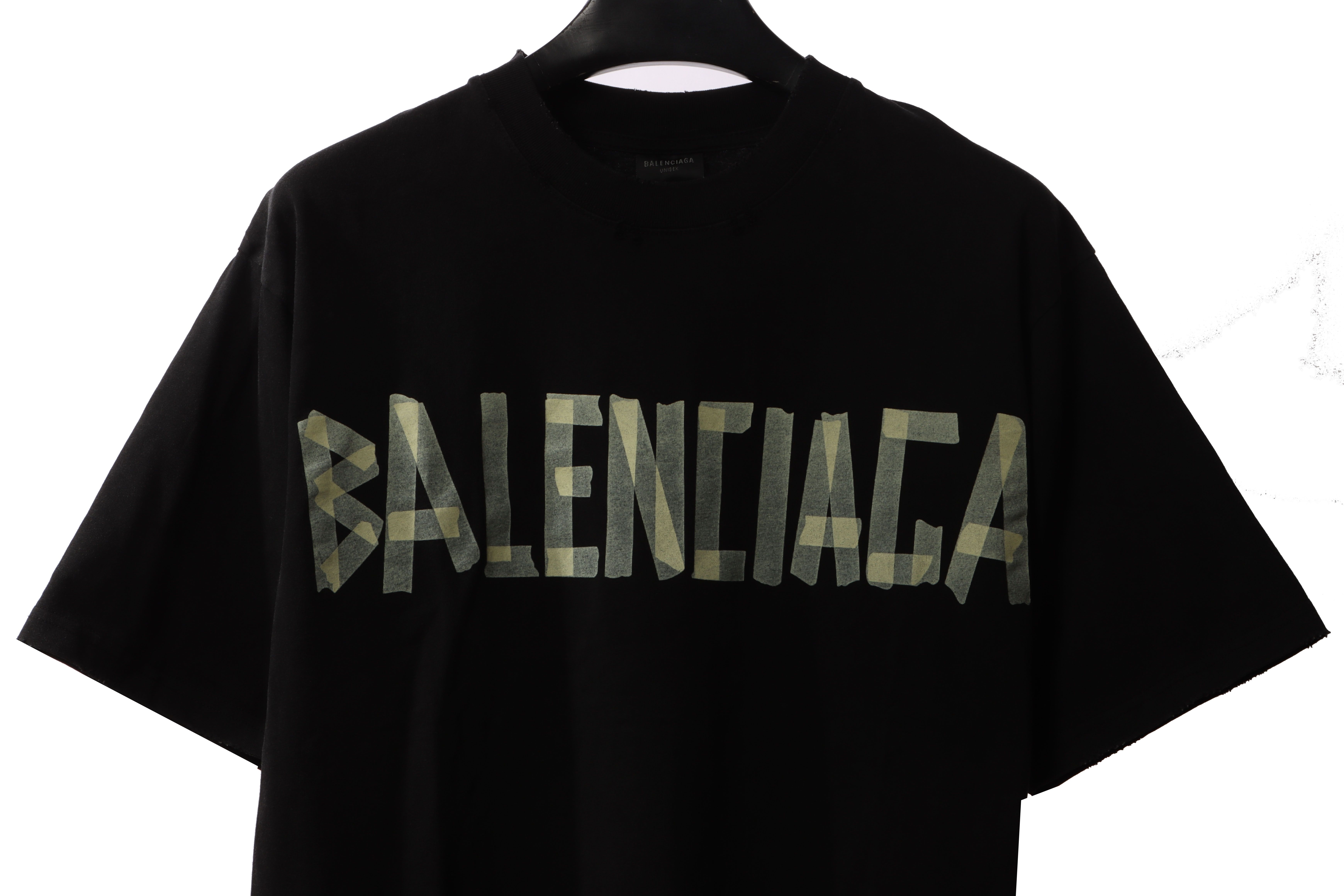 Balenciaga Masking Tape Short Sleeve Black