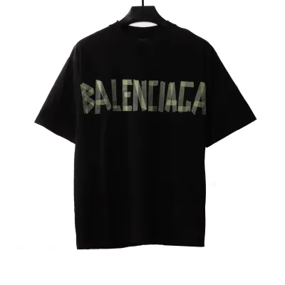 Balenciaga Masking Tape Short Sleeve Black 01