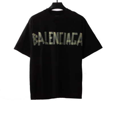 Balenciaga Masking Tape Short Sleeve Black 01