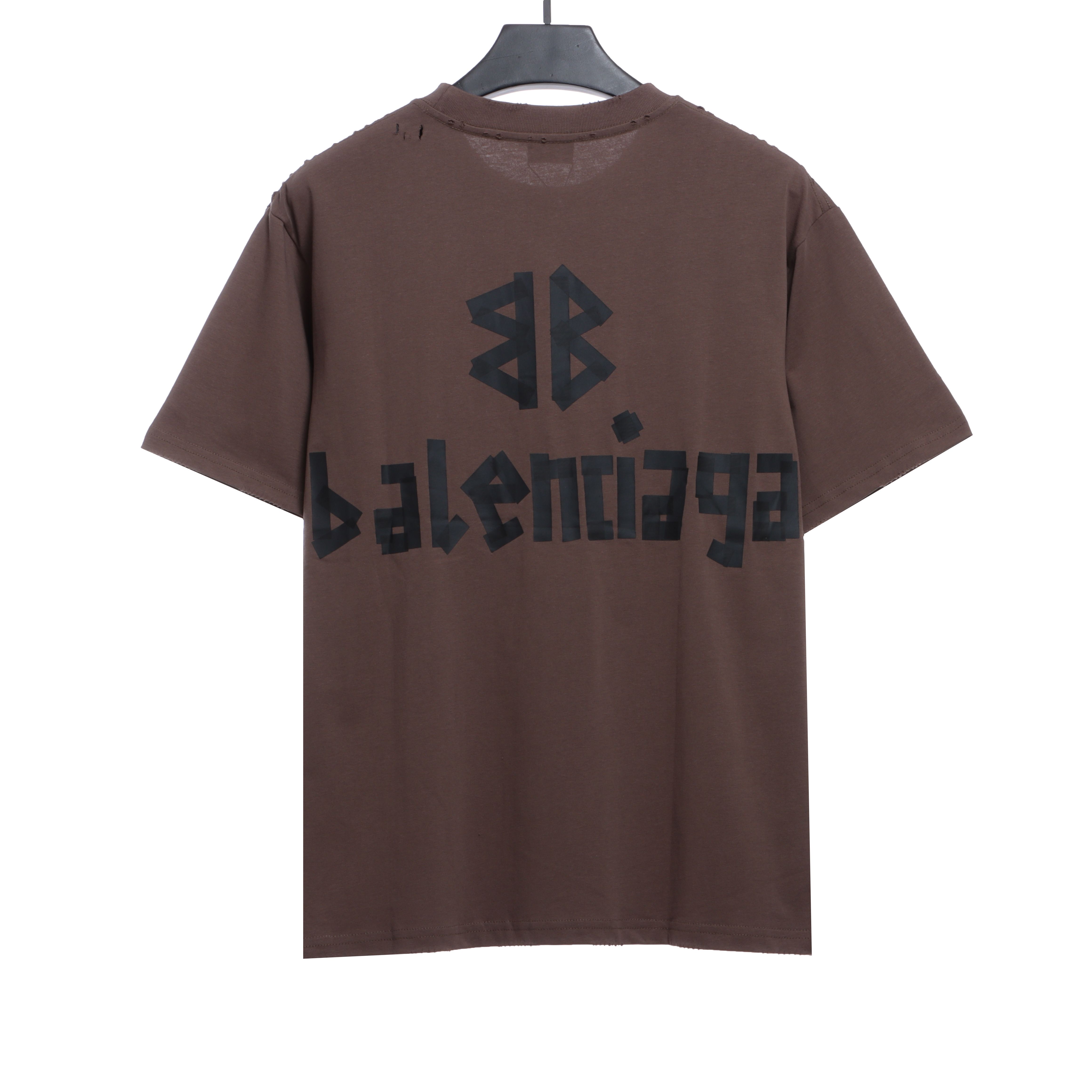 Balenciaga Masking Tape Short Sleeve Brown