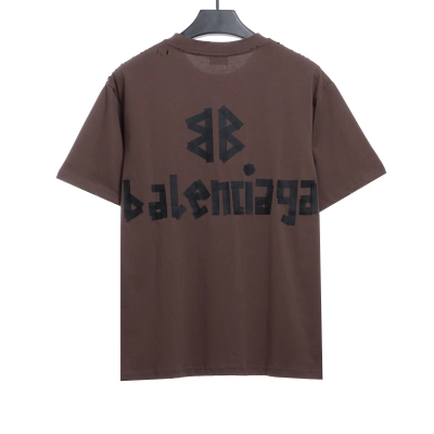 Balenciaga Masking Tape Short Sleeve Brown 02