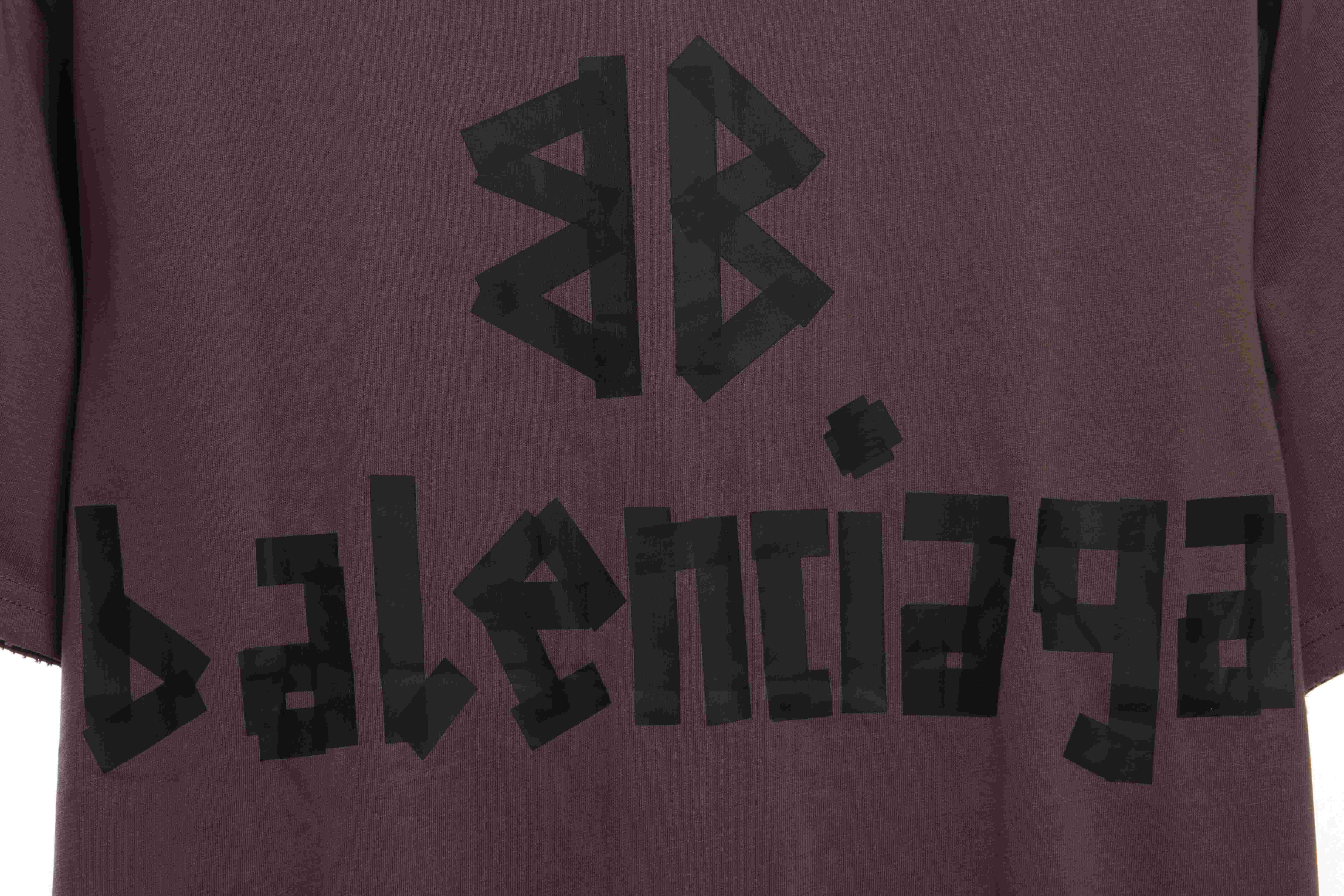 Balenciaga Masking Tape Short Sleeve Brown