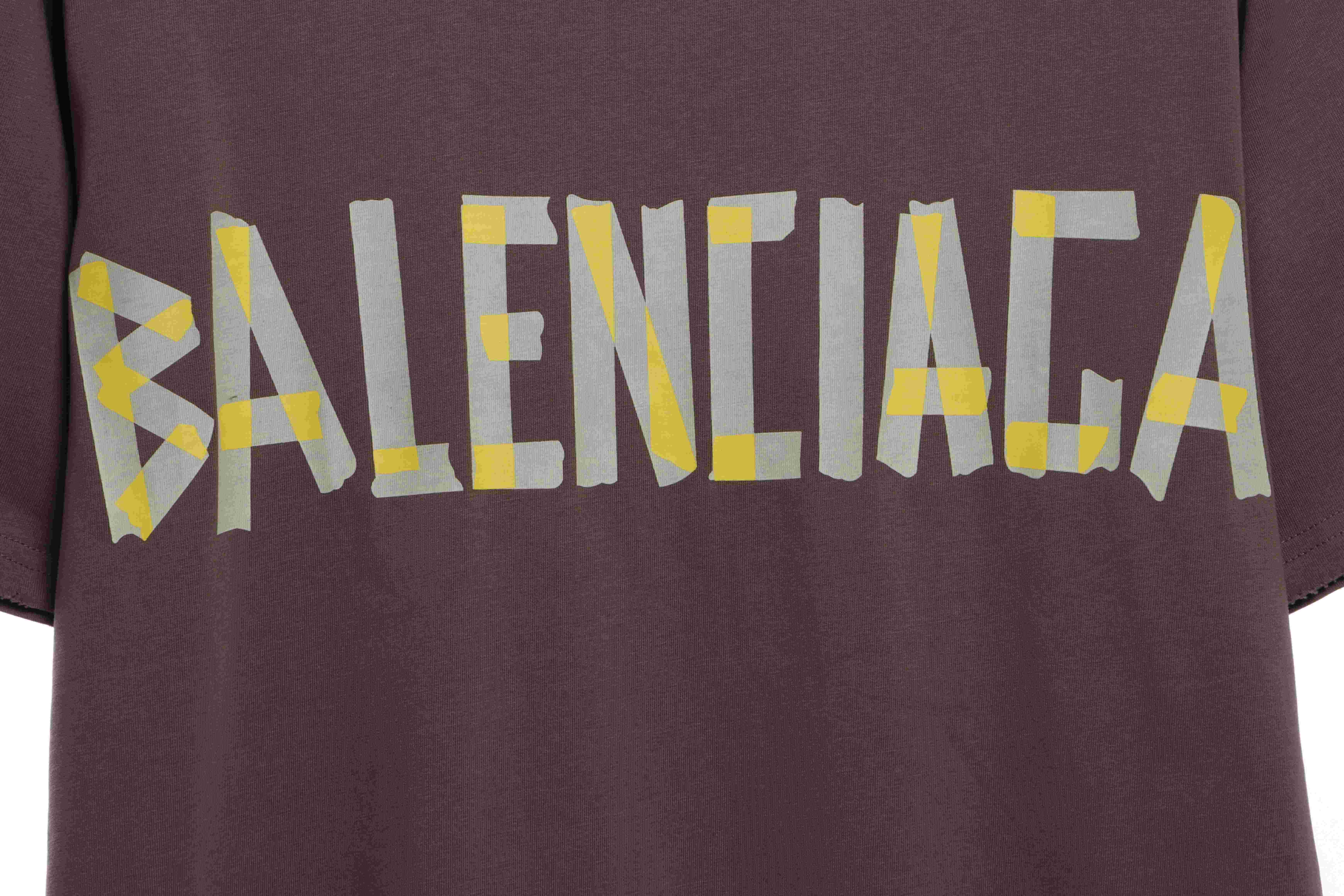 Balenciaga Masking Tape Short Sleeve Brown