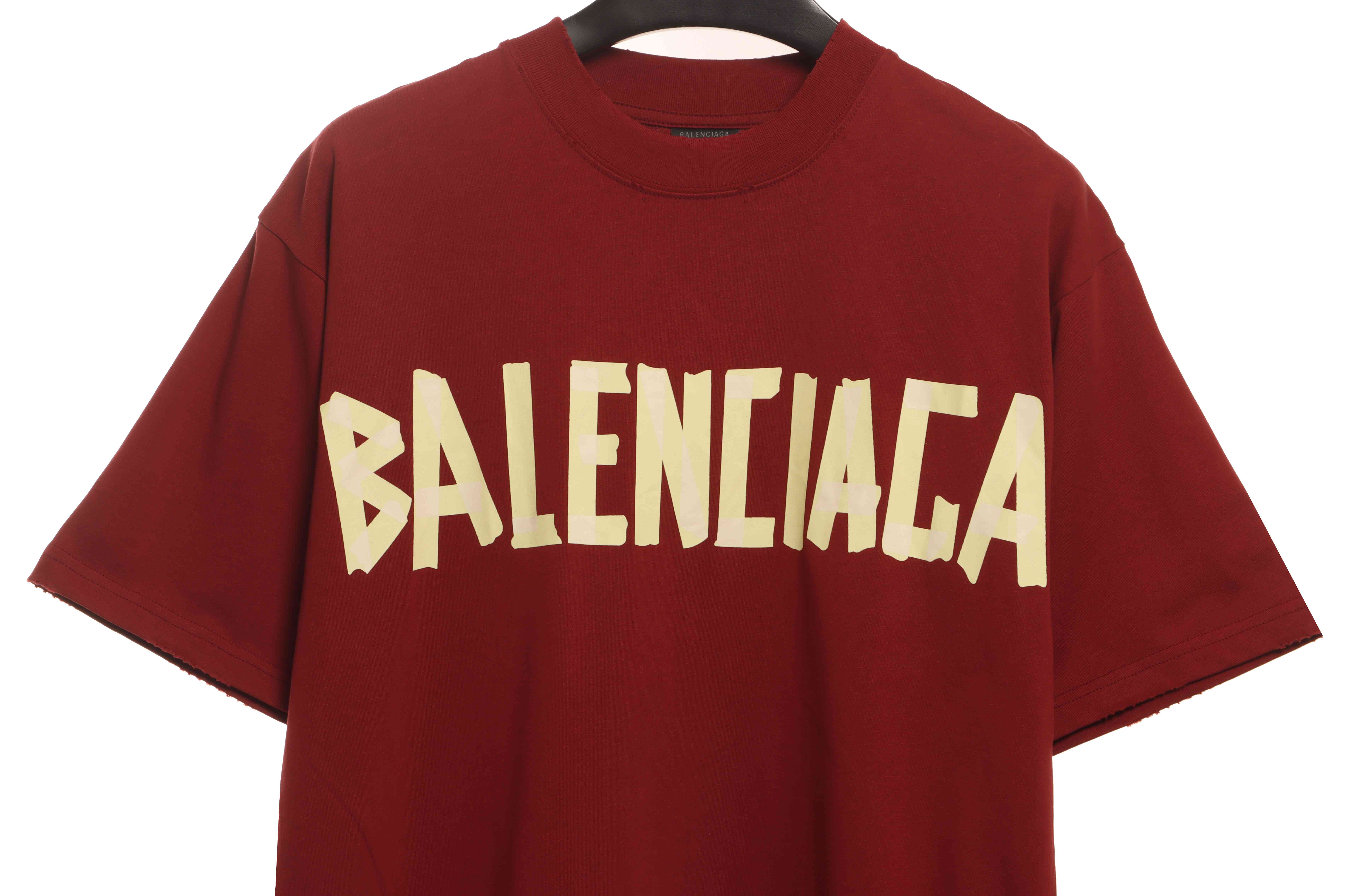 Balenciaga Masking Tape Short Sleeve Red