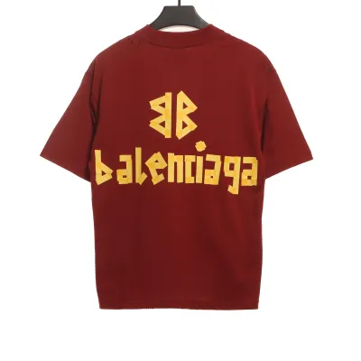 Balenciaga Masking Tape Short Sleeve Red 02