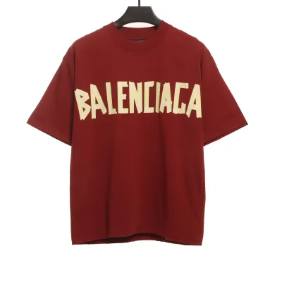 Balenciaga Masking Tape Short Sleeve Red 01