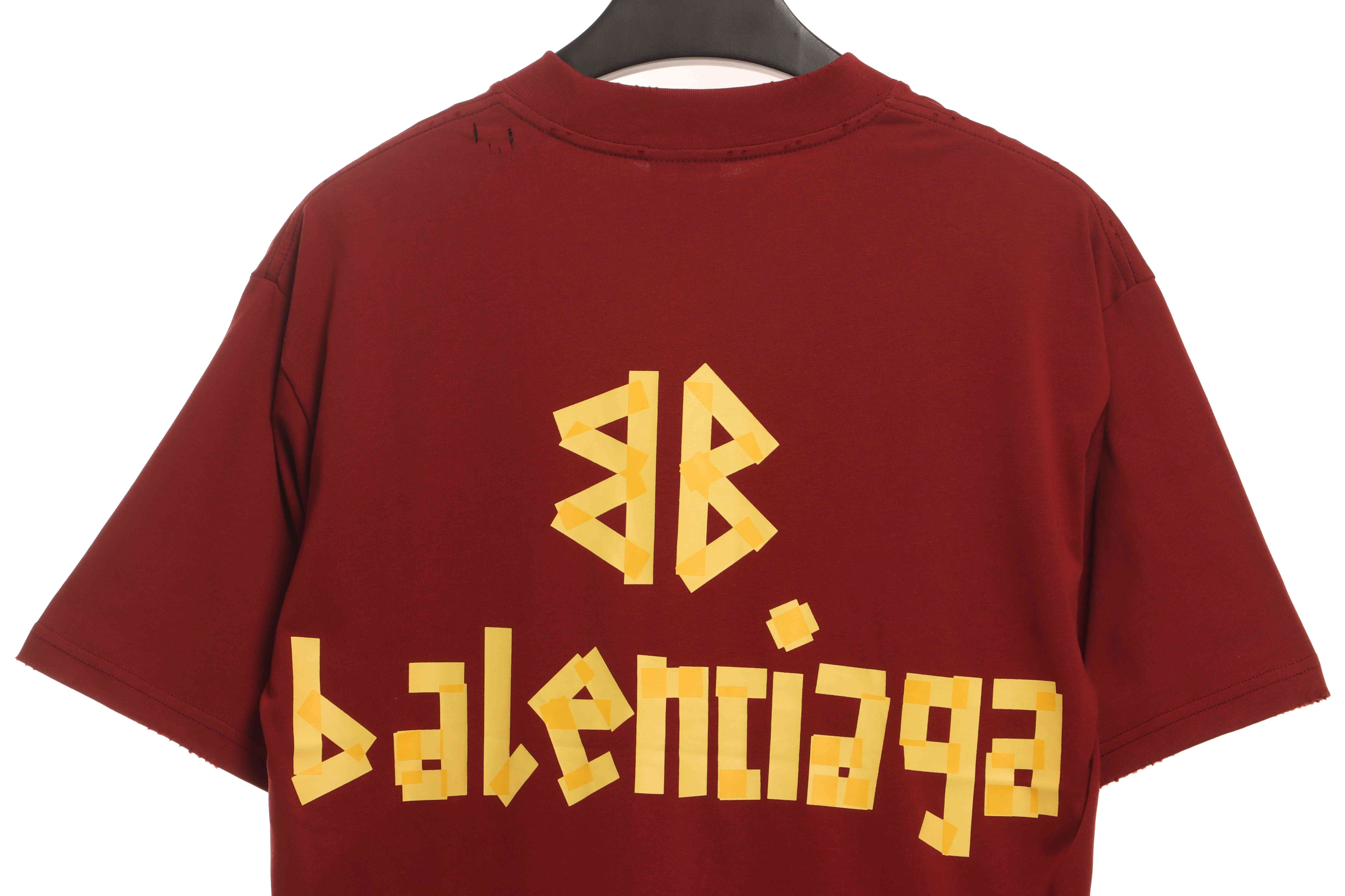 Balenciaga Masking Tape Short Sleeve Red